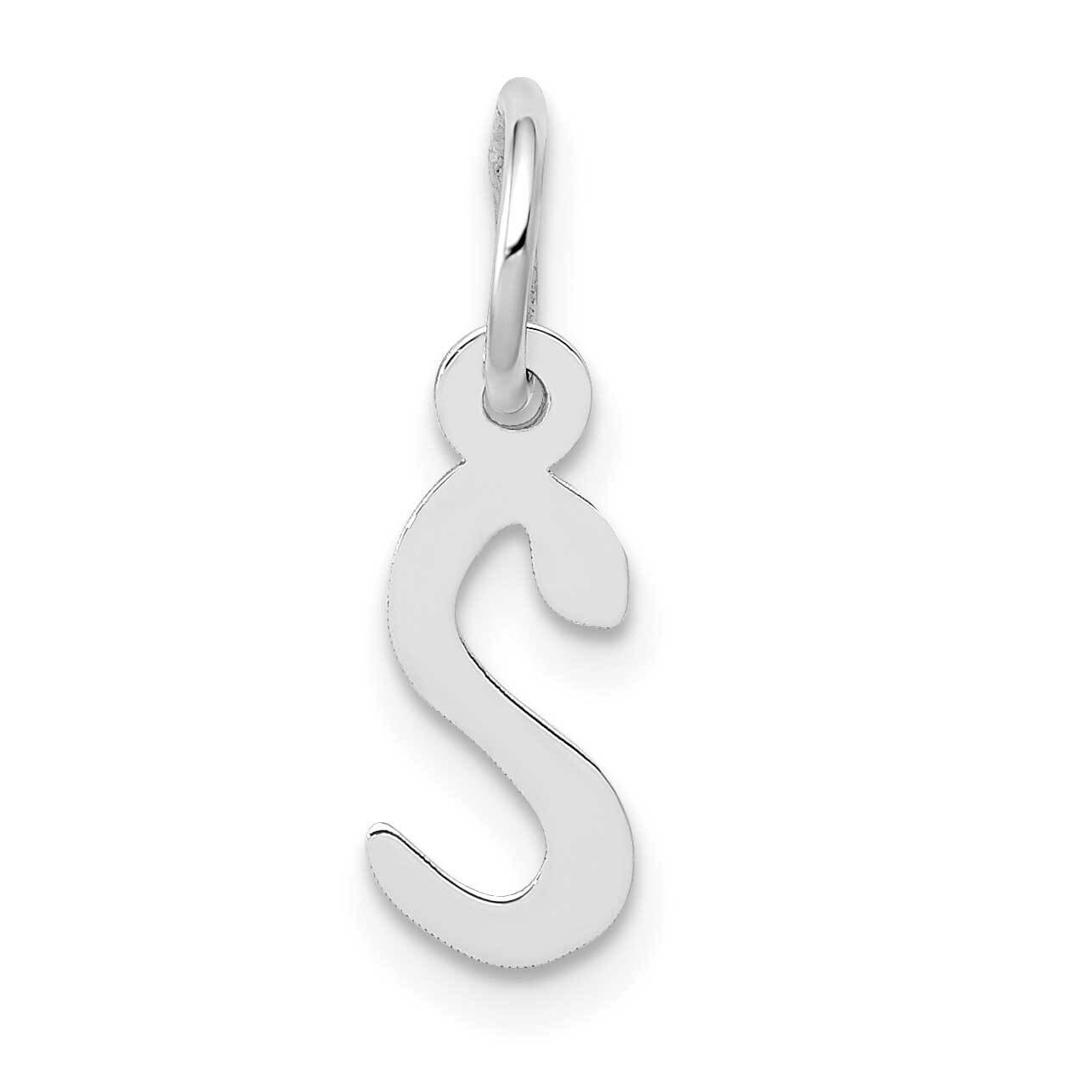 Slanted Block Initial S Charm 10k White Gold Small 10YC645S