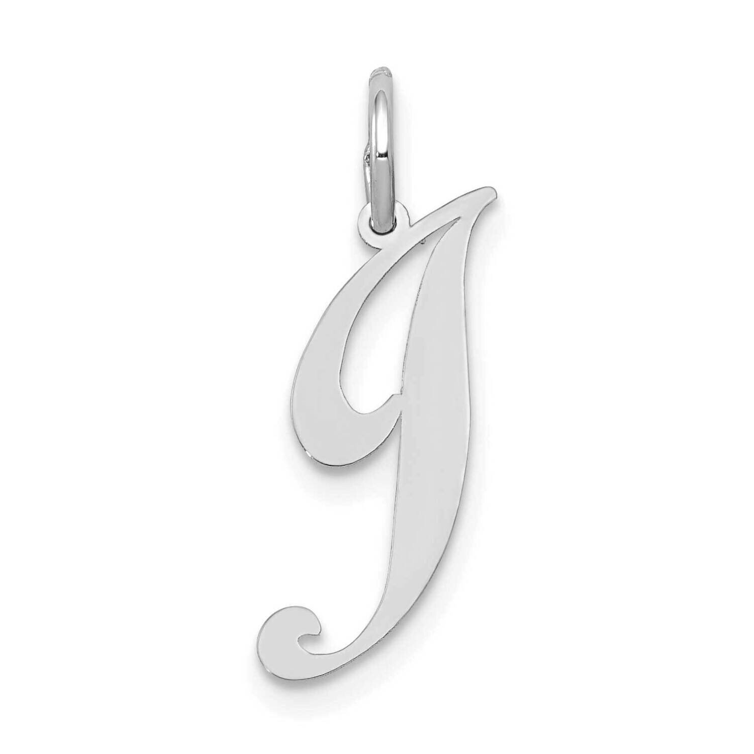 Fancy Script Initial J Charm 10k White Gold Small 10YC651J, MPN: 10YC651J,