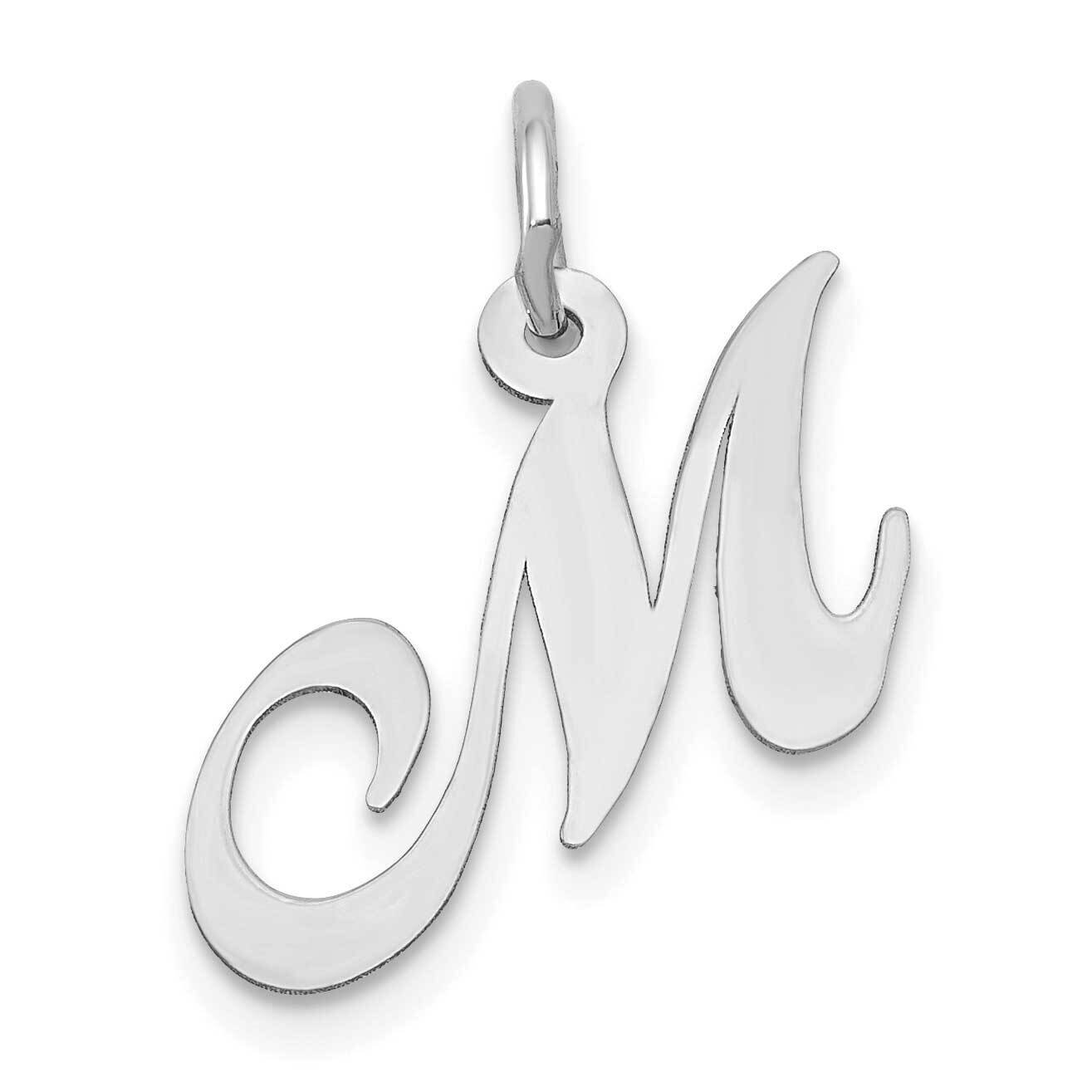 Fancy Script Initial M Charm 10k White Gold Small 10YC651M, MPN: 10YC651M,