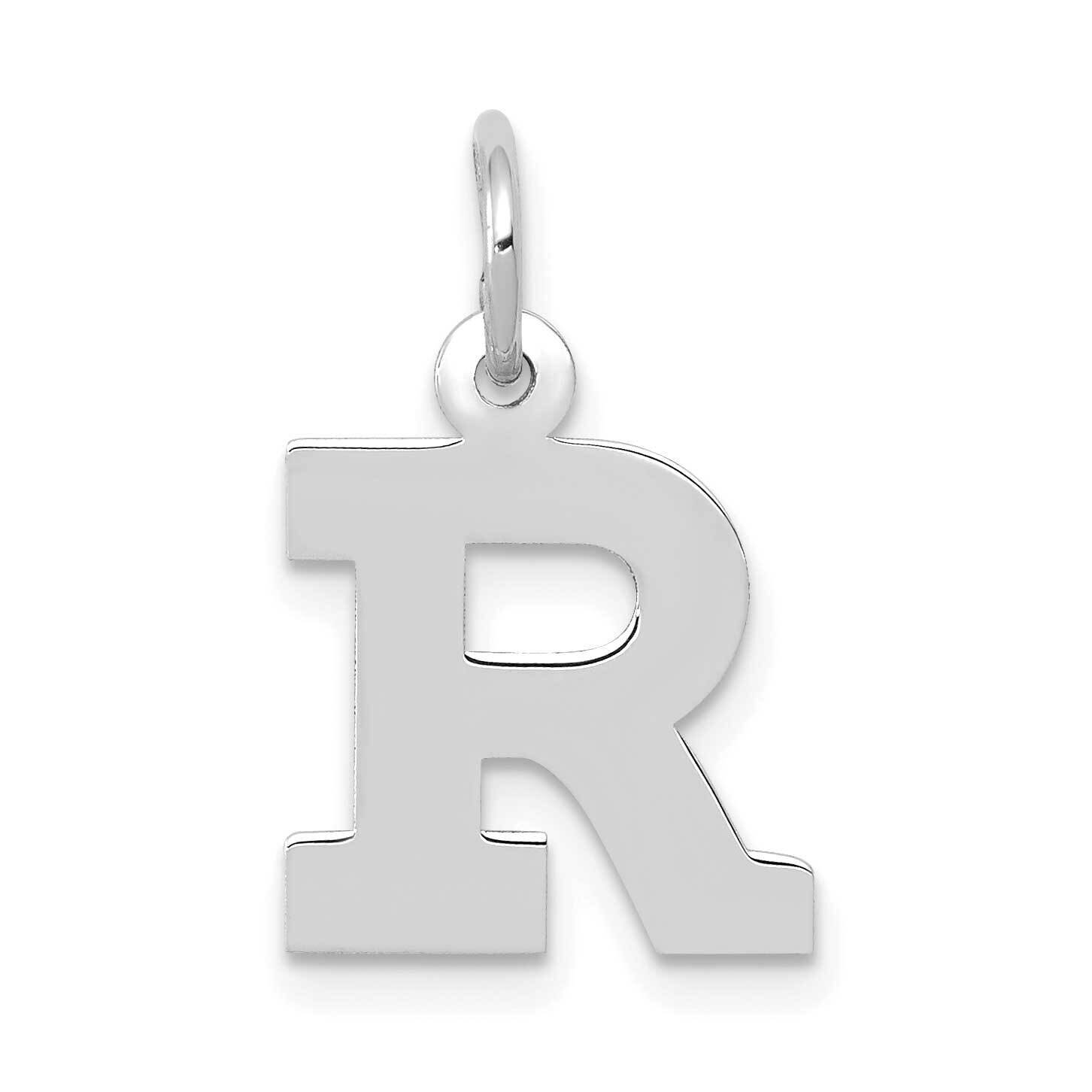 Block Initial R Charm 10k White Gold Small 10YC665R