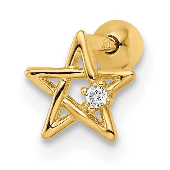 Star Labret Stud 14k Gold CZ Diamond BD173
