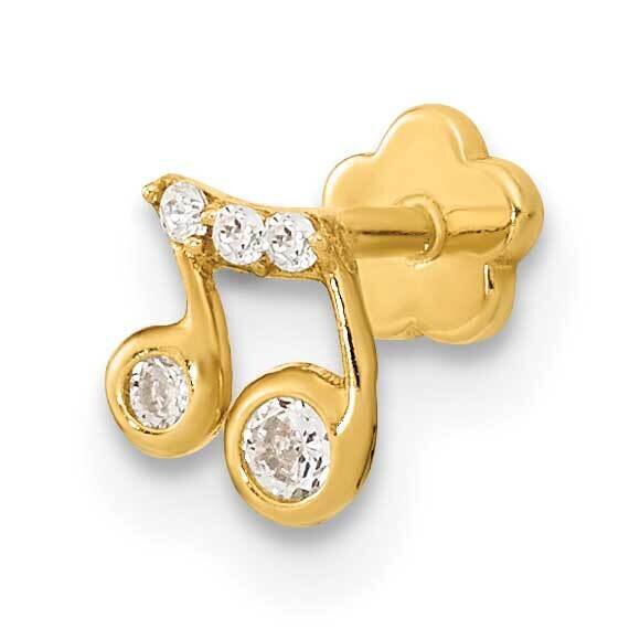 19 Gauge Music Note and CZ Diamond Cartilage Body Jewelry 14k Gold BD179