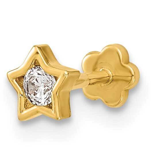 19 Gauge Star and CZ Diamond Cartilage Body Jewelry 14k Gold BD180