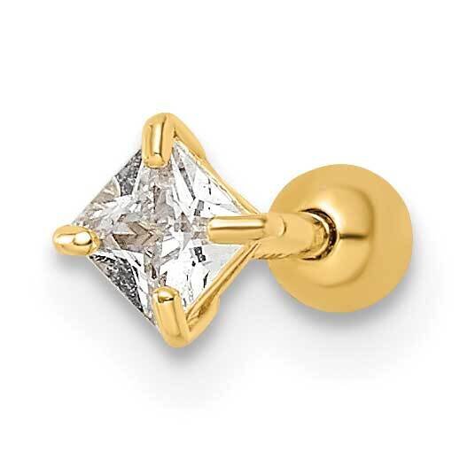 Square CZ Diamond Labret Stud 14k Gold BD184, MPN: BD184, 883957184173