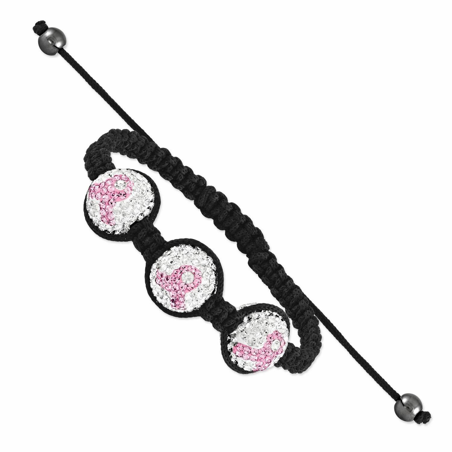 Macrame with 3 Crystal Awareness &amp; Hematite Bead Bracelet BF2127, MPN: BF2127, 886774553757