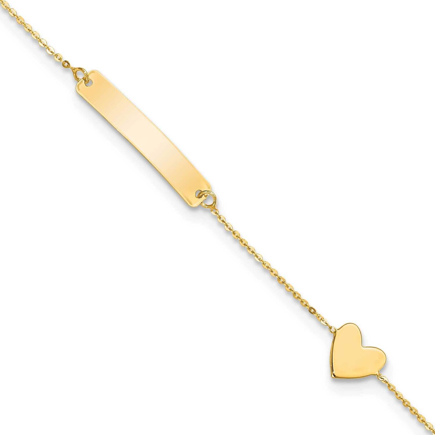 5.5 Inch Heart Id Bracelet 5.5 Inch 14k Gold Polished BID116-5.5
