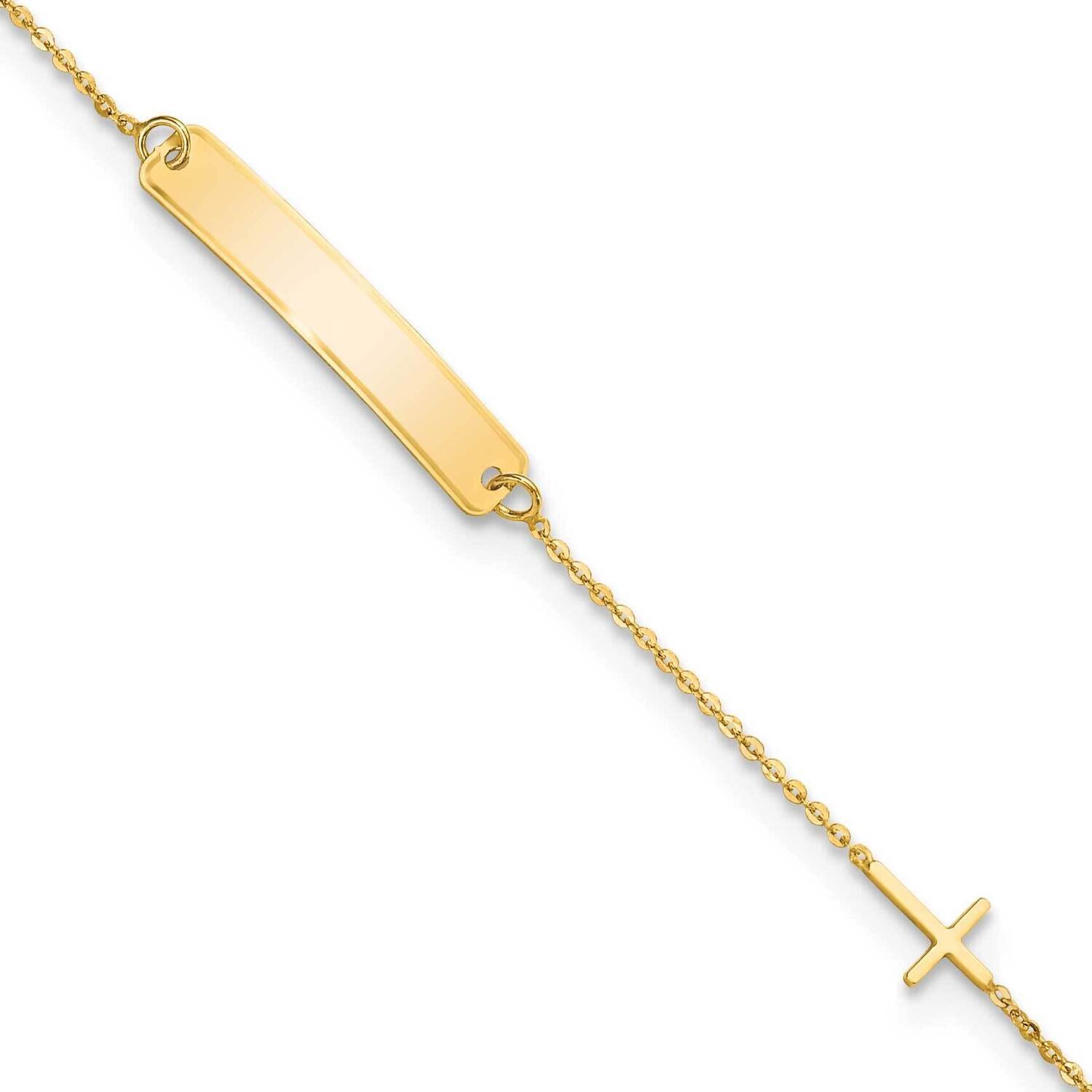 5.5 Inch Cross Id Bracelet 5.5 Inch 14k Gold Polished BID121-5.5