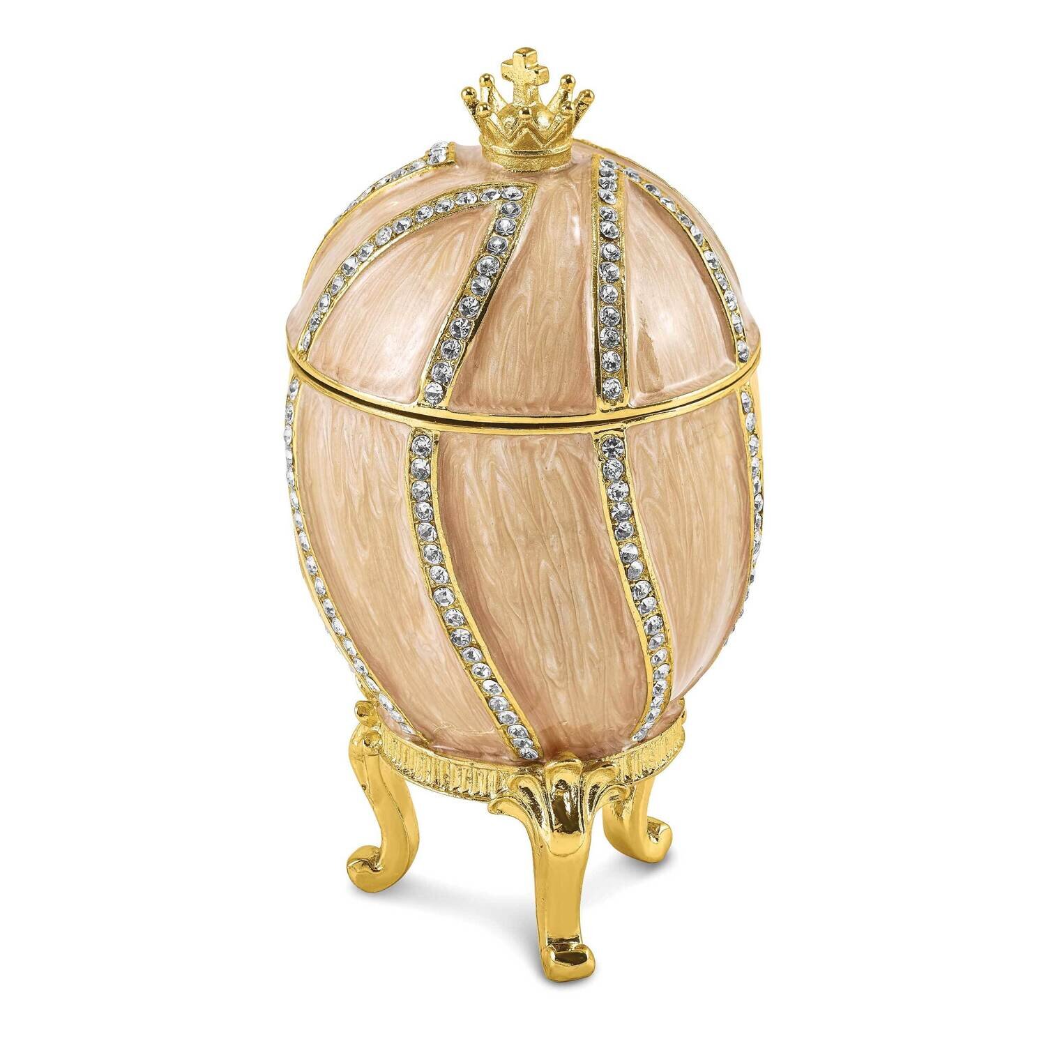 Bejeweled Captivating Crown Champagne Egg Trinket Box BJ4061