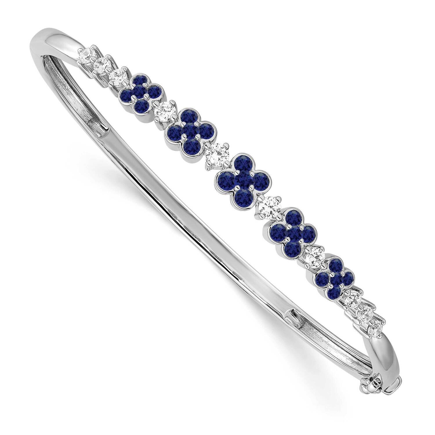 Si1/Si2, G H I, Cr.Sapphire Bangle Bracelet 14k White Gold Lab Grown Diamond BM7937-CSA-150-WLG