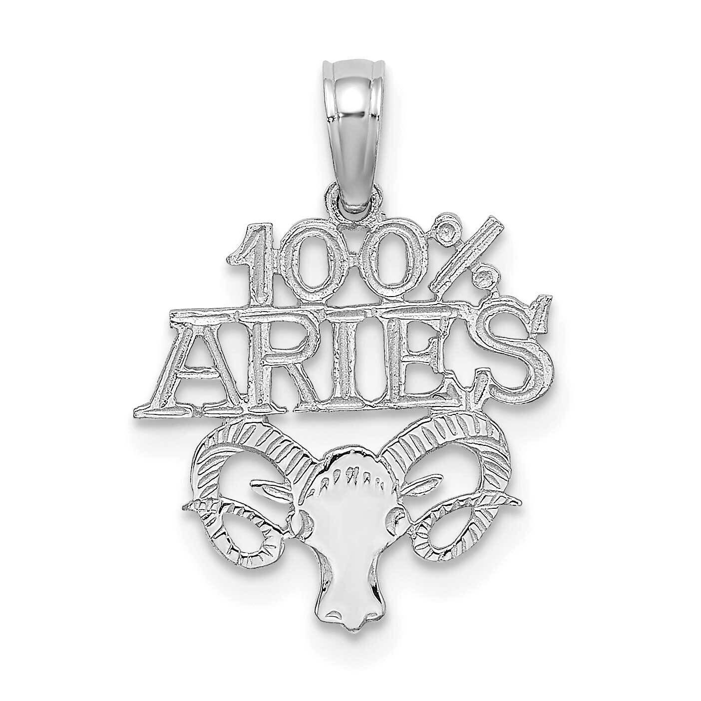 100% Aries Charm 14k White Gold D4054W