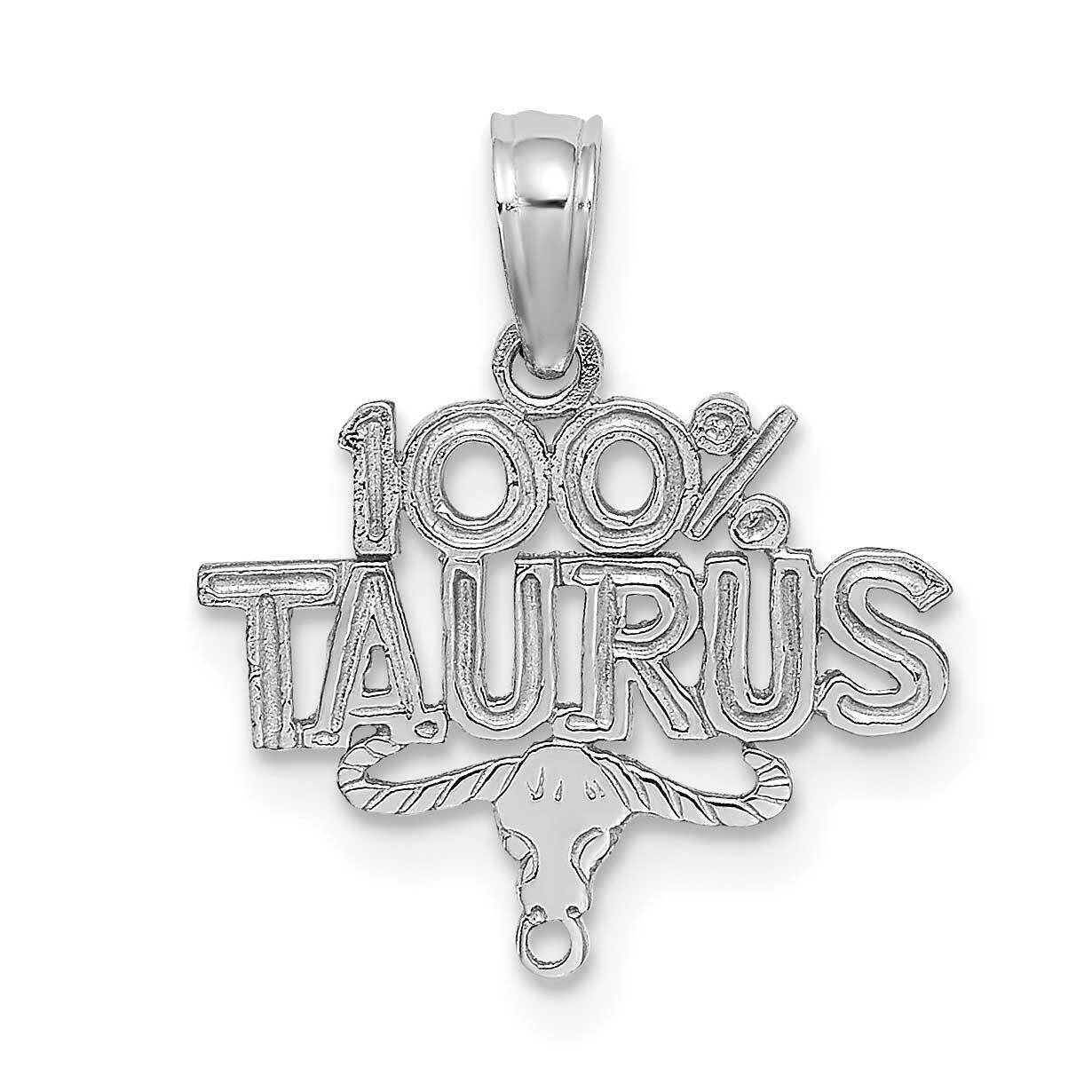 100% Taurus Charm 14k White Gold D4055W