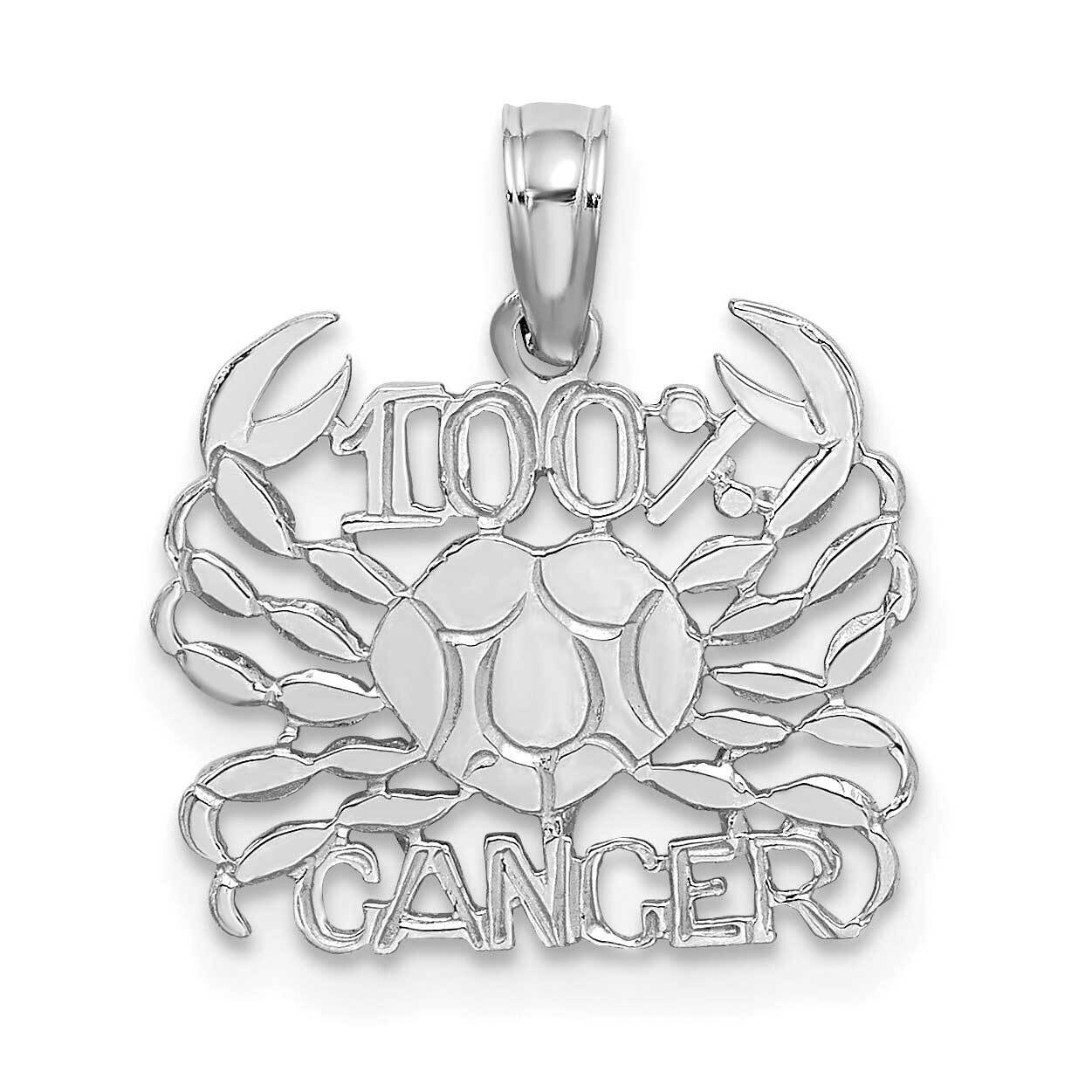 100% Cancer Charm 14k White Gold D4057W