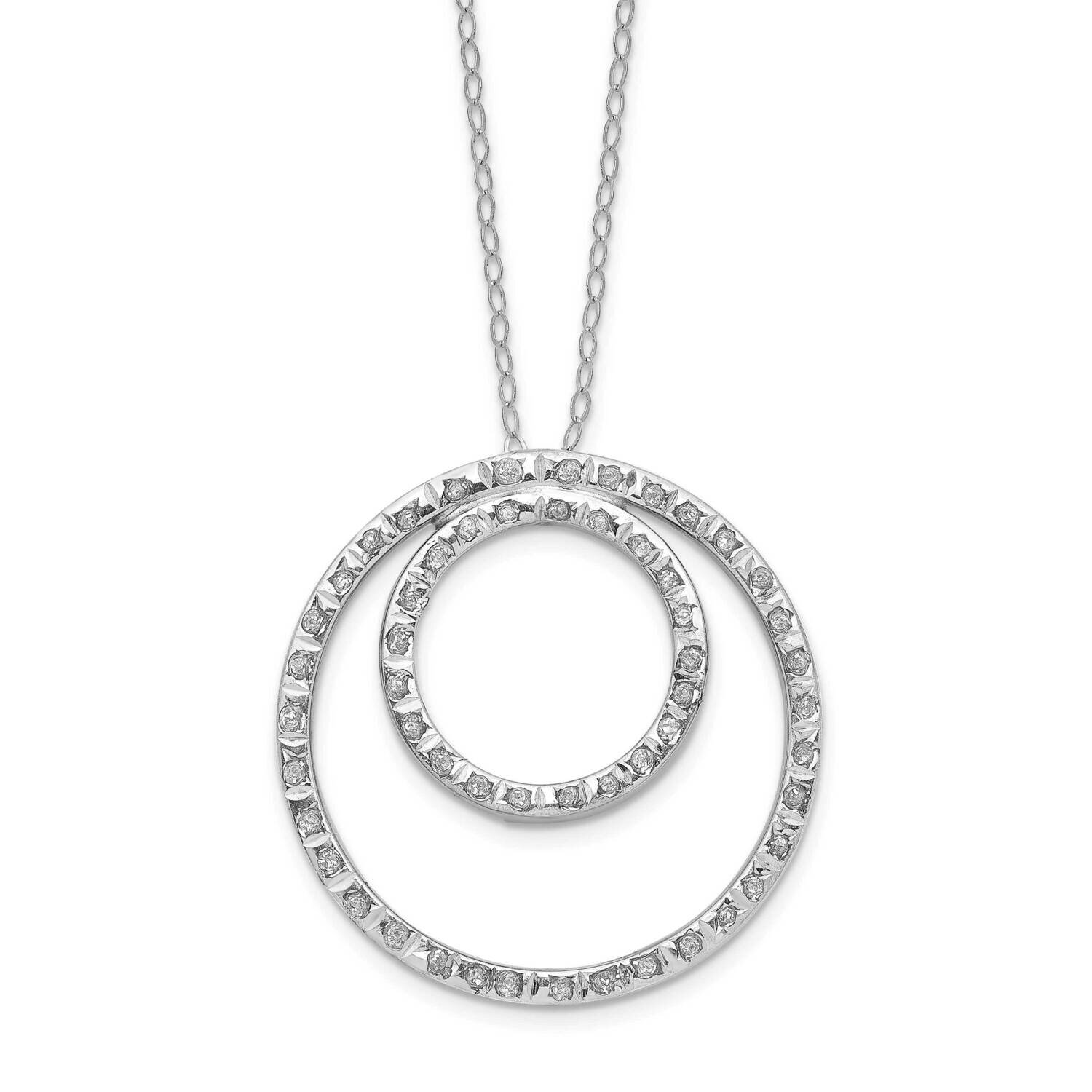 Diamond Fascination Double Circle Necklace 14k White Gold DF343