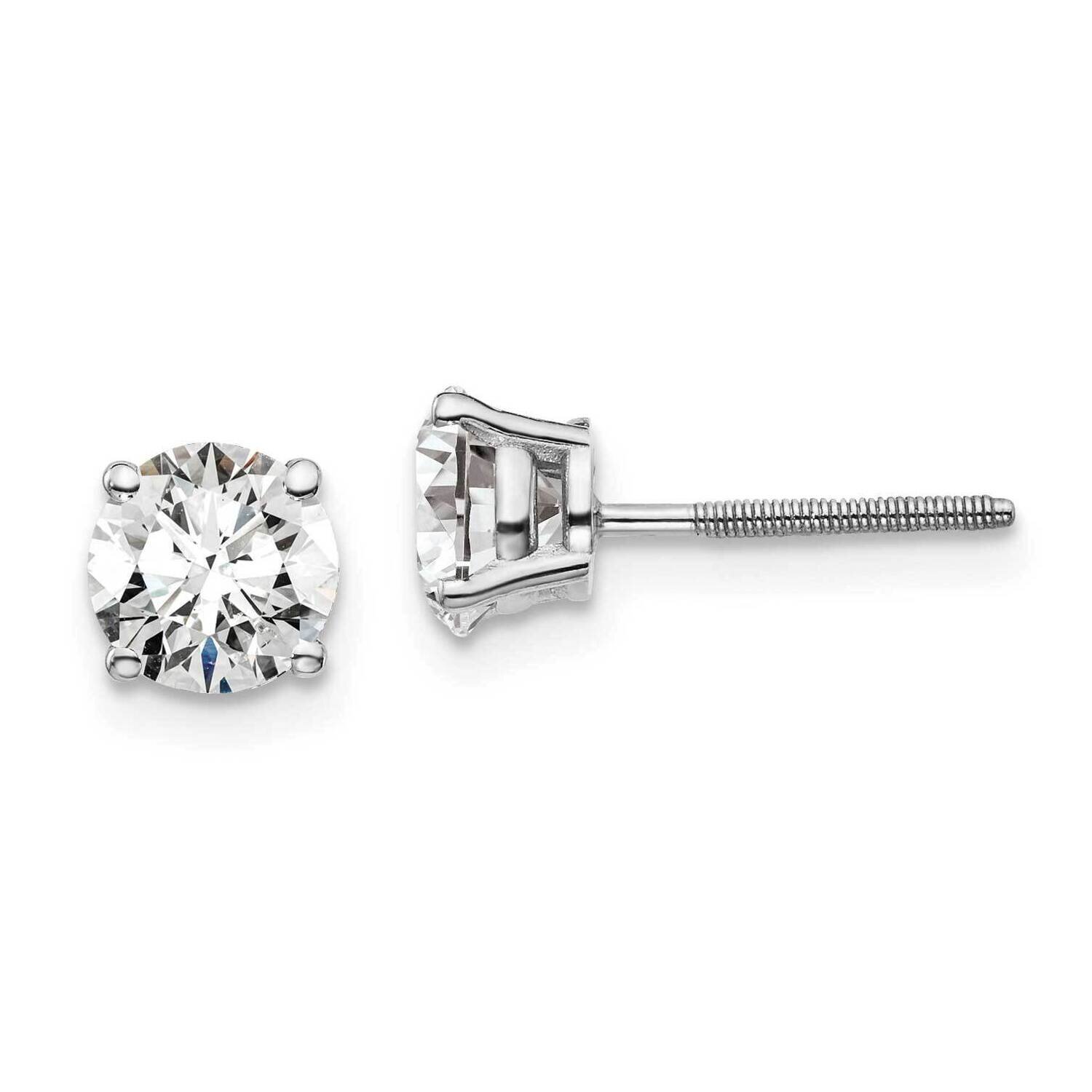 1 1/2Ctw Vs/Si, D E F, Lab Grown Diamond Screw Back Earring 14k White Gold EM1006S-150-WLD, MPN: EM…