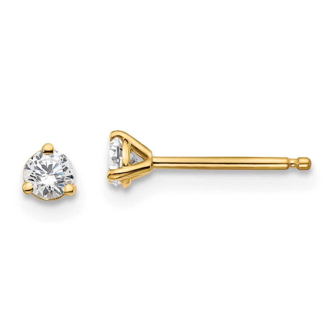 1/10Ctw Si1/Si2, G H I, Lab Grown Diamond 3 Prong Earring 14k Gold EM1007-010-LG, MPN: EM1007-010-L…