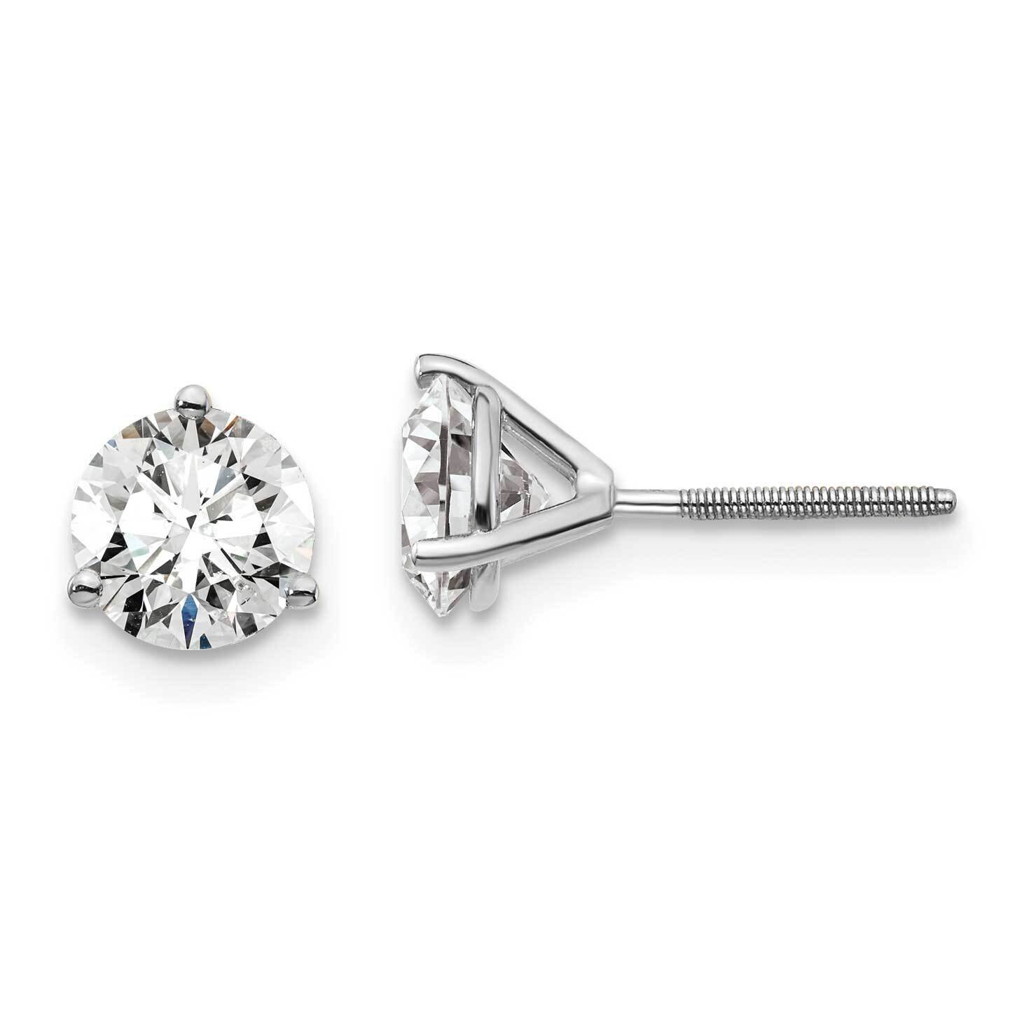 1 1/2Ctw Vs/Si, D E F, Lab Grown Diamond 3 Prg Screwbk Earring 14k White Gold EM1007S-150-WLD, MPN:…