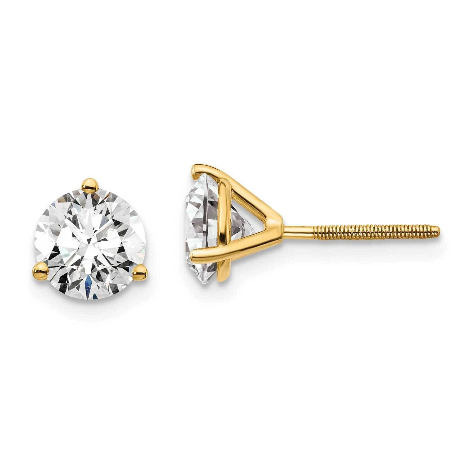 2Ctw Vs/Si, D E F, Lab Grown Diamond 3 Prg Screwbk Earring 14k Gold EM1007S-200-LD, MPN: EM1007S-20…