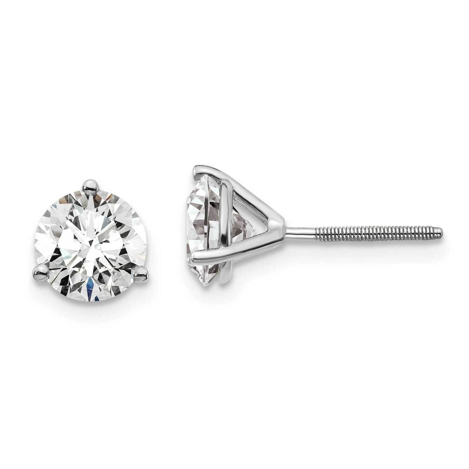 2Ctw Vs/Si, D E F, Lab Grown Diamond 3 Prg Screwbk Earring 14k White Gold EM1007S-200-WLD, MPN: EM1…