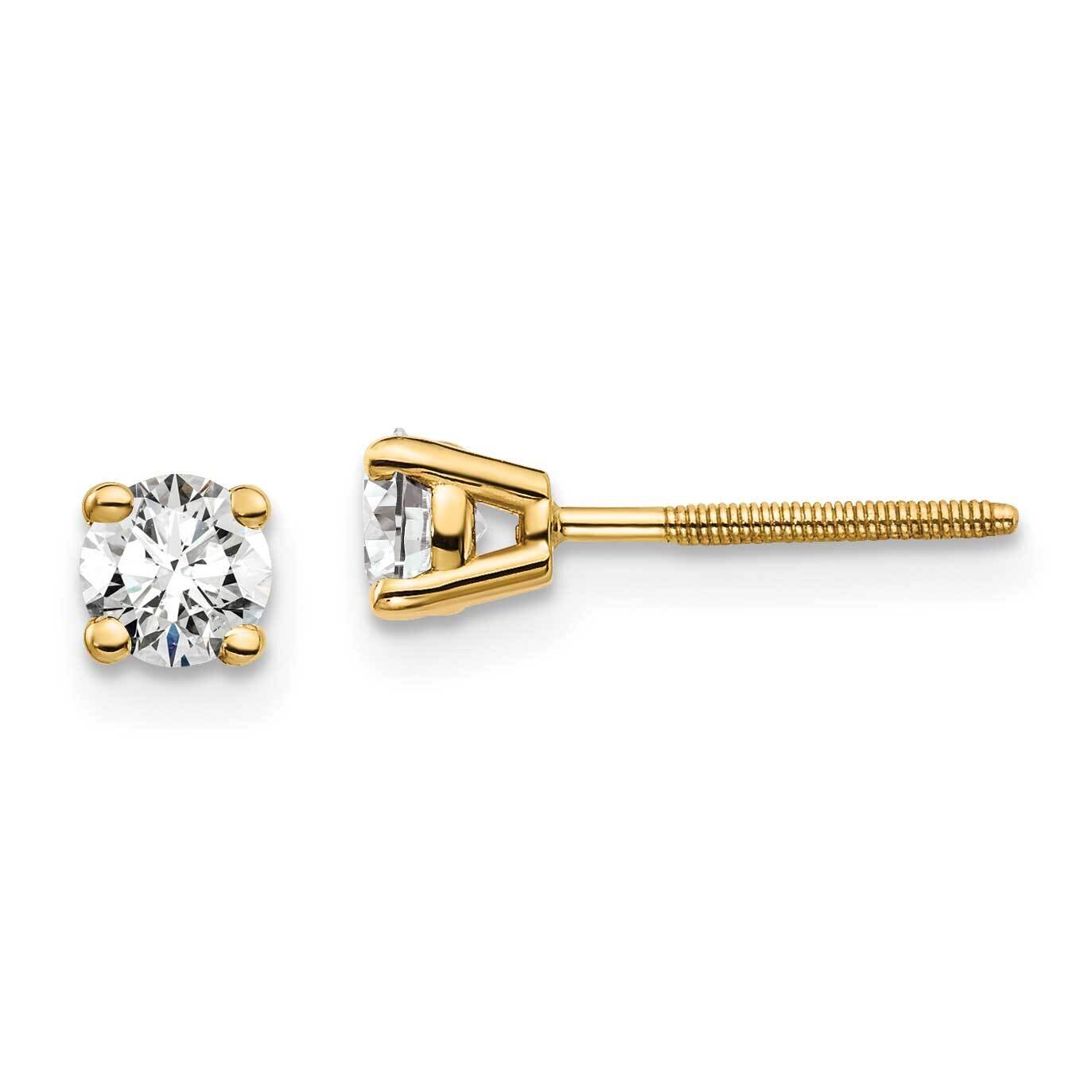 1/2Ctw Vs/Si, D E F, 4-Prong Screw Back Earrings 14k Gold Lab Grown Diamond EM1016S-050-LD, MPN: EM…