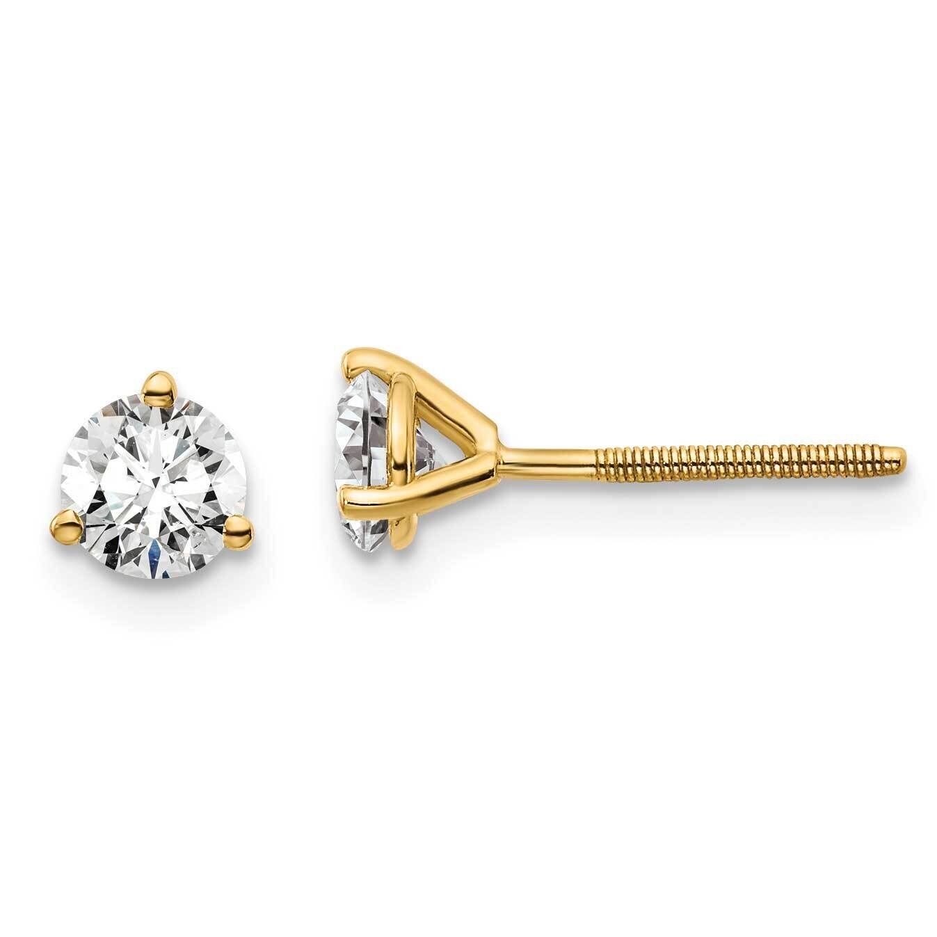 2/3Ctw Vs/Si, D E F, 3 Prong Screw Back Earrings 14k Gold Lab Grown Diamond EM1017S-066-LD, MPN: EM…