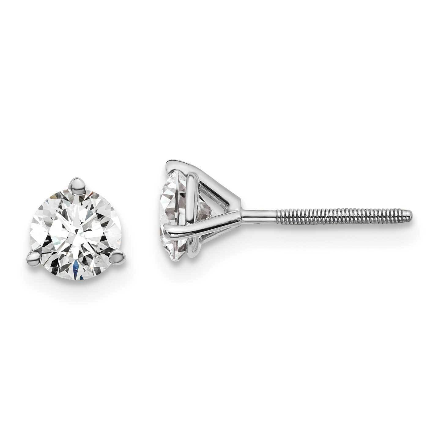 1Ctw Vs/Si, D E F, 3 Prong Screw Back Earrings 14k White Gold Lab Grown Diamond EM1017S-100-WLD, MP…