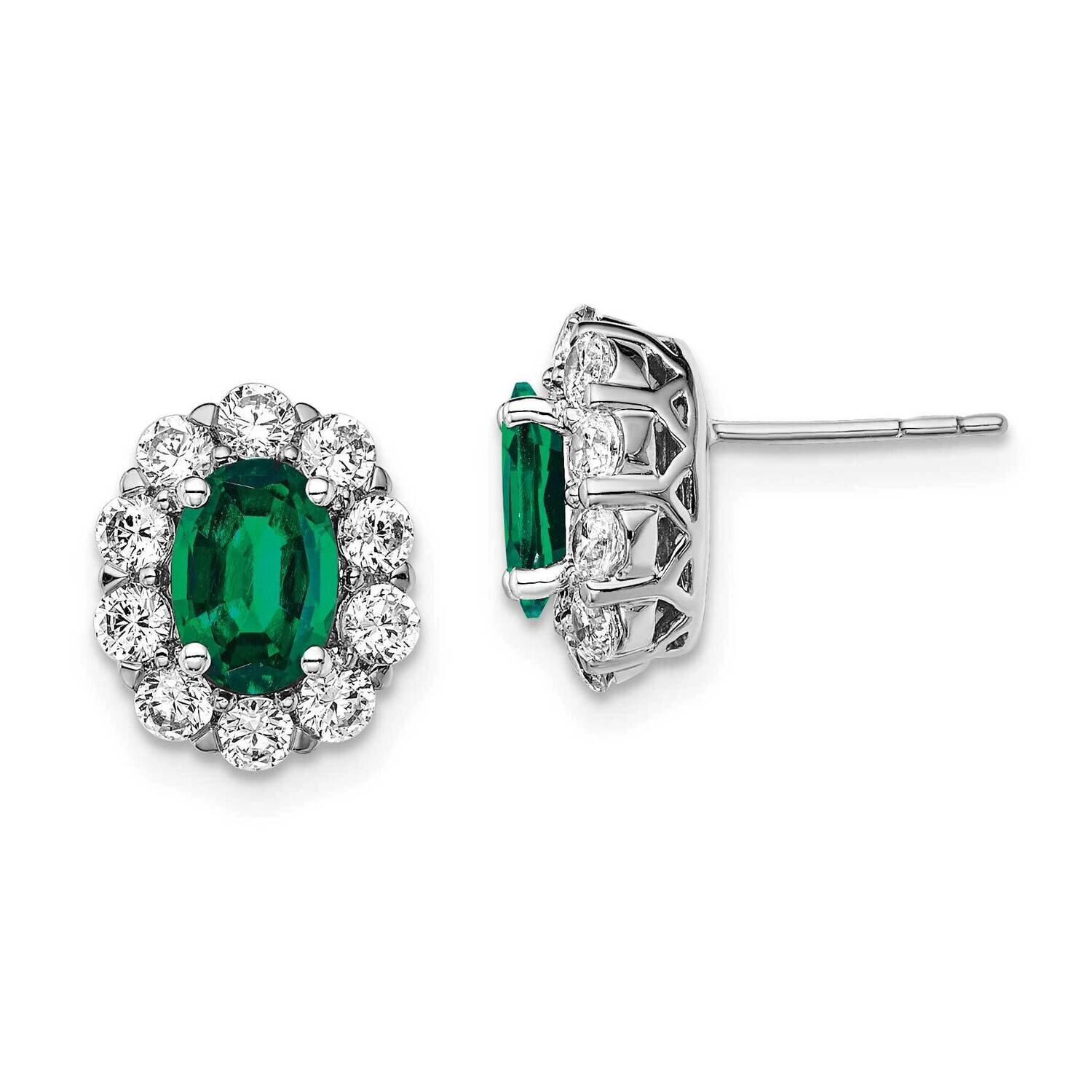 Created Oval Emerald &amp; Lab Grown Fashion Earrings 14k White Gold EM6990-CE-104-WALG, MPN: EM6990-CE…