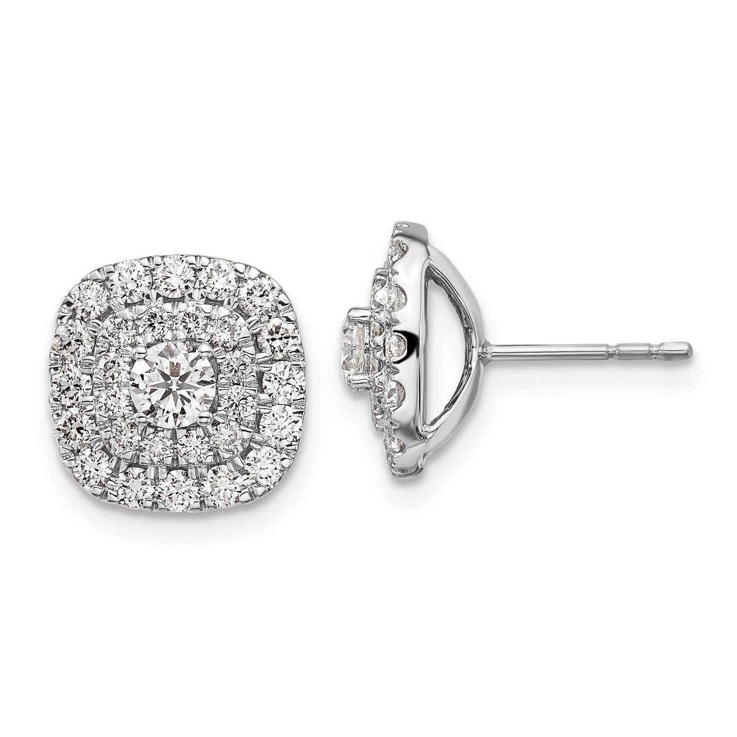 Si1/Si2, G H I, Lab Grown Diamond Double Halo Earrings 14k White Gold EM7448-150-WLG, MPN: EM7448-1…