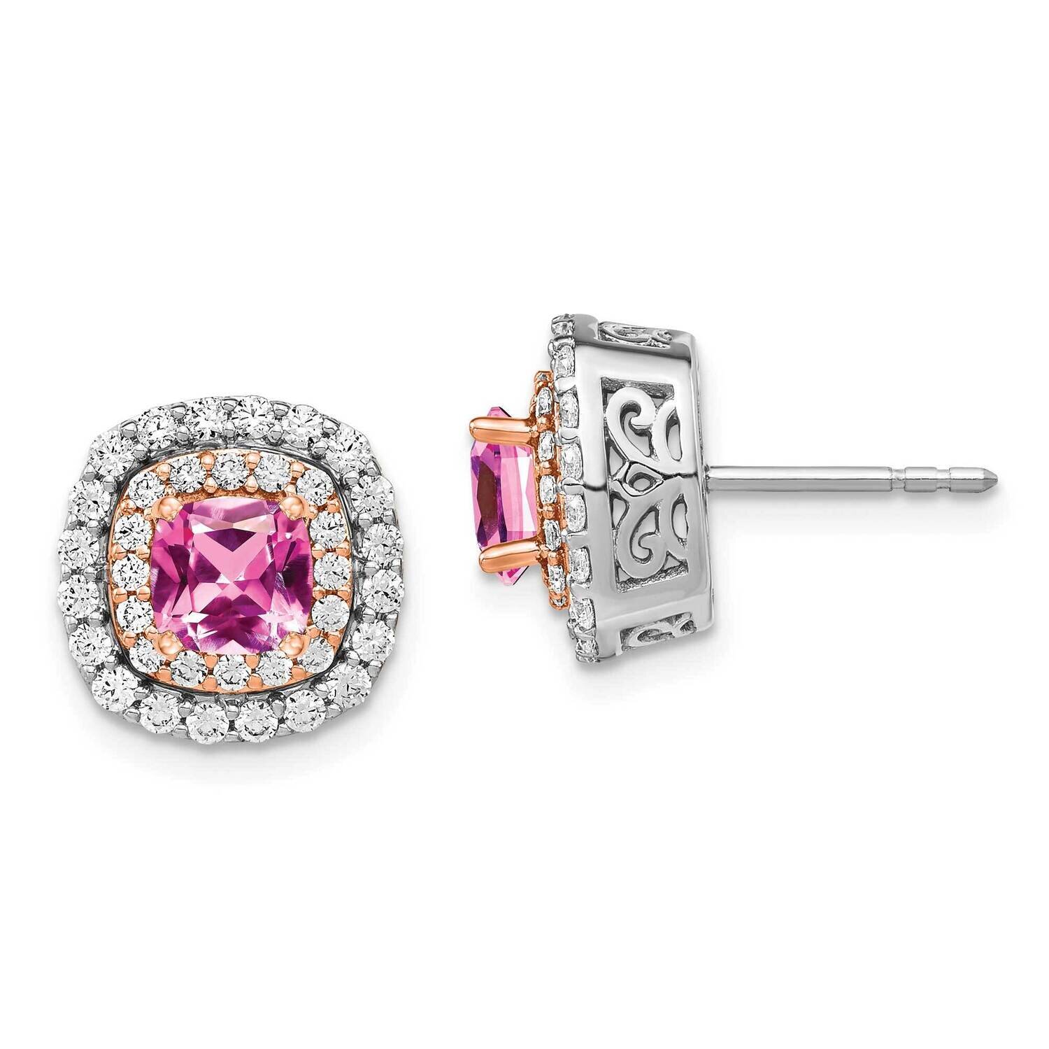Created Pink Sapphire Earrings 14k Two-tone Gold Lab Grown Diamond EM7501-CPS-100-WRLG, MPN: EM7501…