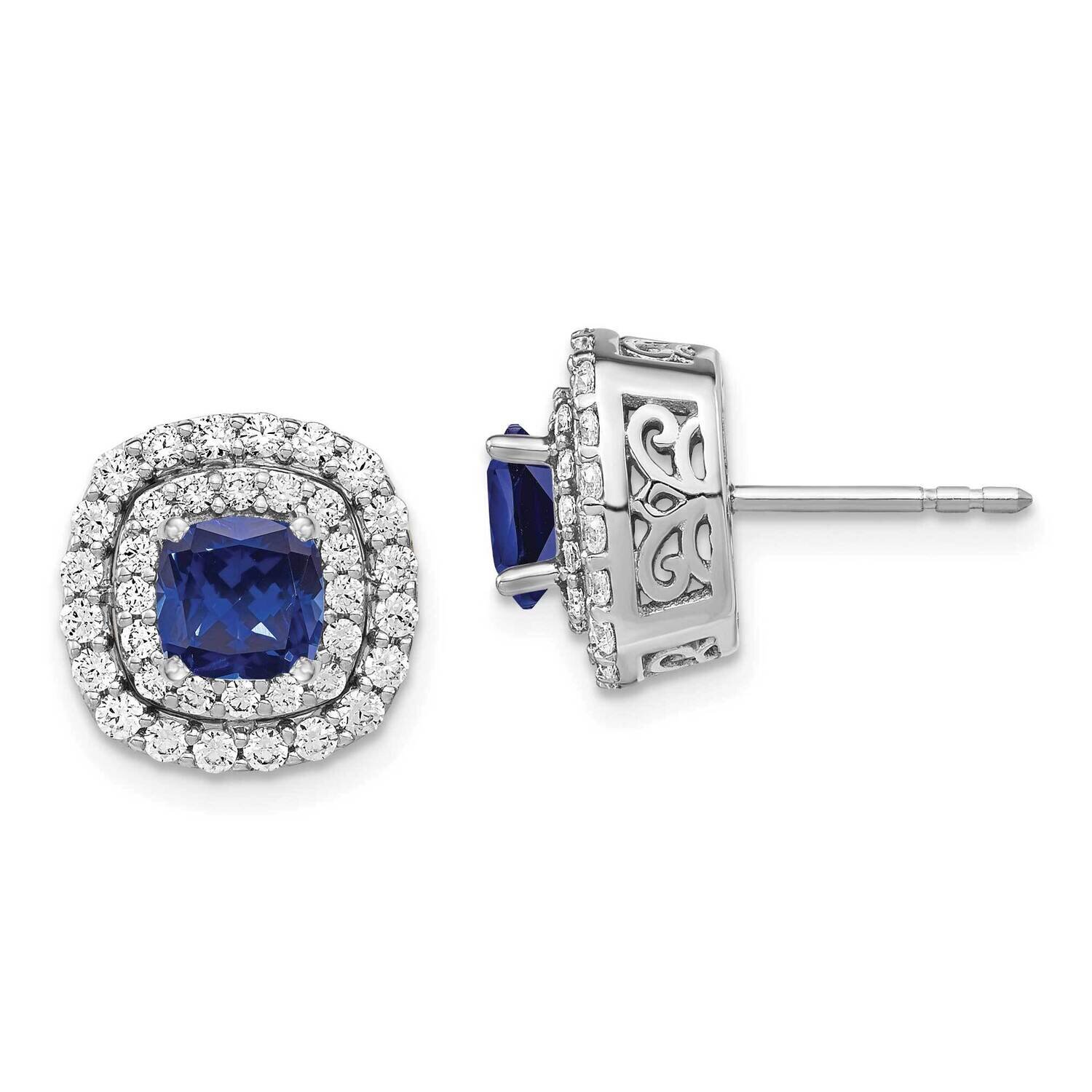 Created Blue Sapphire Earrings 14k White Gold Lab Grown Diamond EM7501-CSA-100-WLG, MPN: EM7501-CSA…