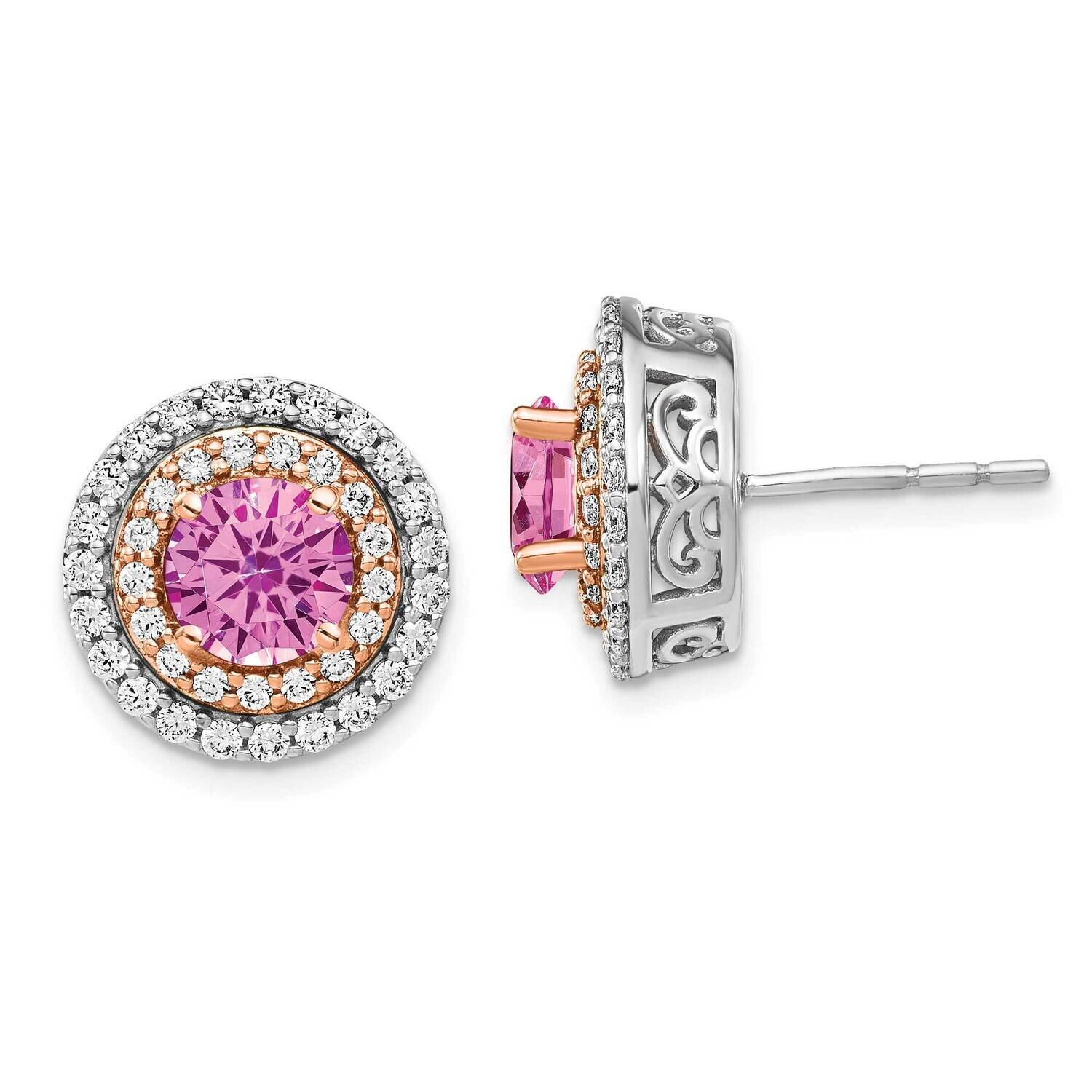 Created Pink Sapphire Earrings 14k Two-tone Gold Lab Grown Diamond EM7503-CPS-110-WRLG, MPN: EM7503…