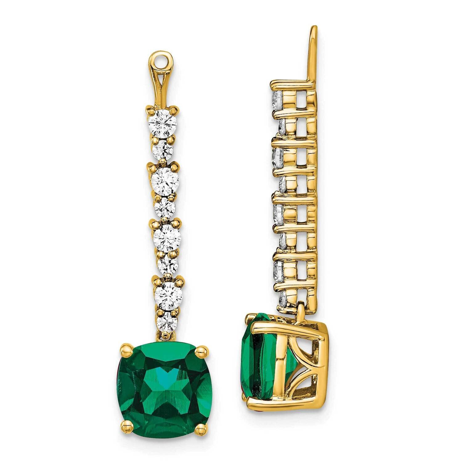 Created Emerald Earring Jackets 14k Gold Lab Grown Diamond EM7509-CEM-067-YLG, MPN: EM7509-CEM-067-…