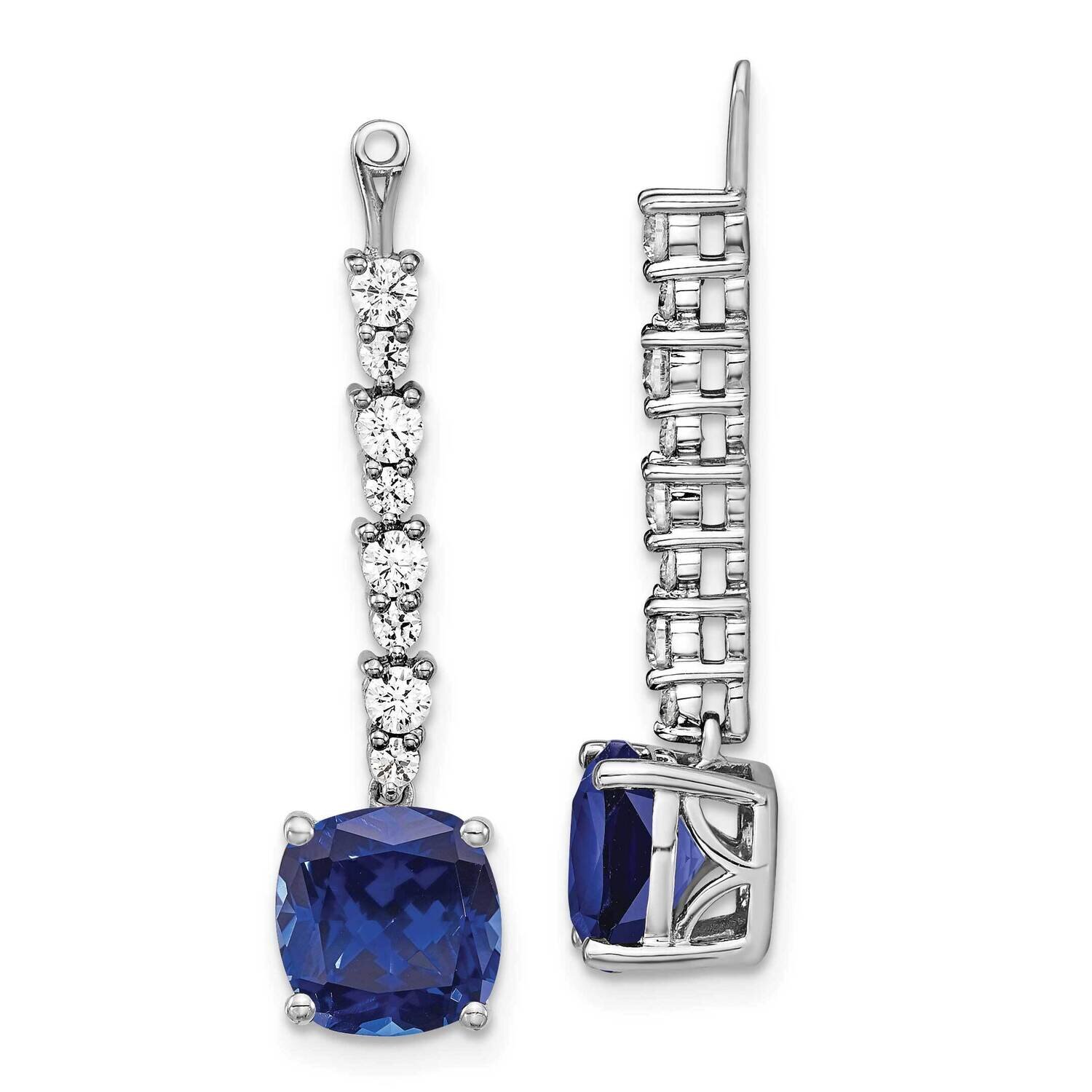 Created Blue Sapphire Earring Jackets 14k White Gold Lab Grown Diamond EM7509-CSA-067-WLG