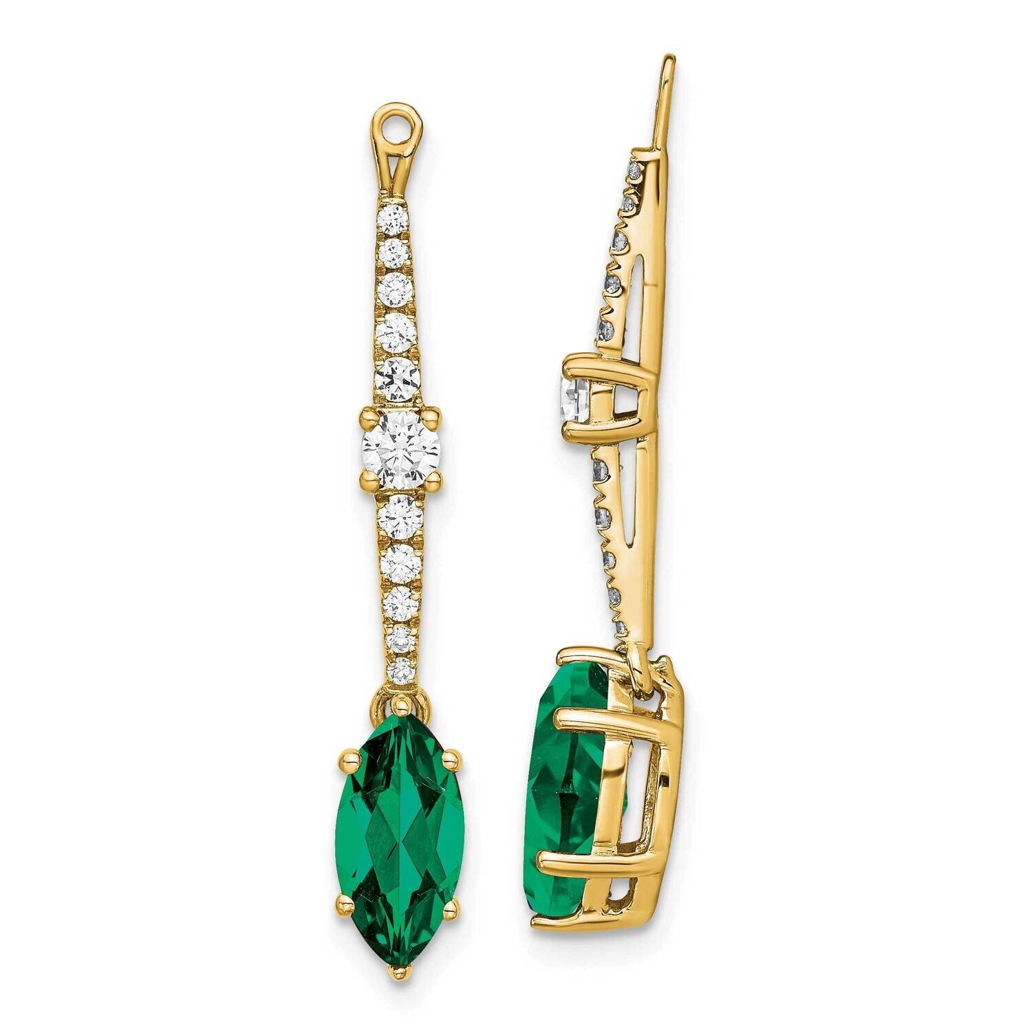 Created Emerald Earring Jackets 14k Gold Lab Grown Diamond EM7510-CEM-050-YLG
