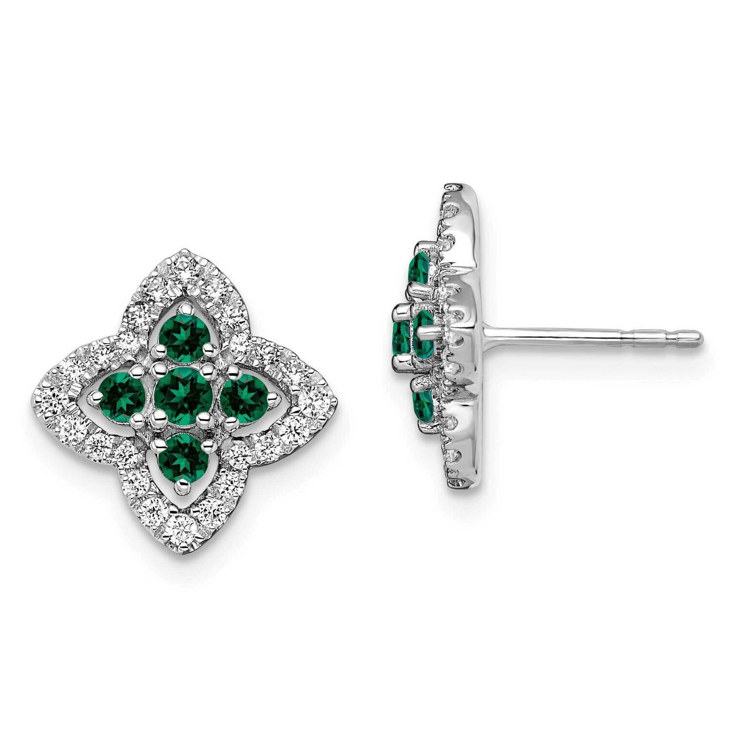 Created Emerald Earrings 14k White Gold Lab Grown Diamond EM7511-CEM-035-WLG, MPN: EM7511-CEM-035-W…