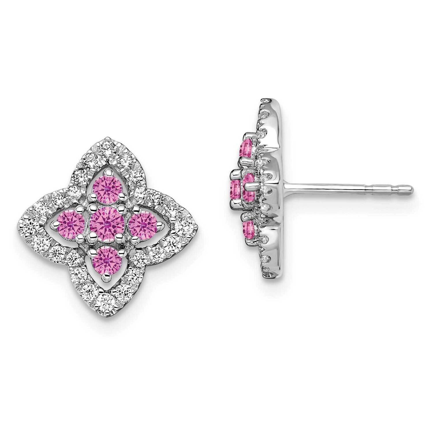 Created Pink Sapphire Earrings 14k White Gold Lab Grown Diamond EM7511-CPS-035-WLG