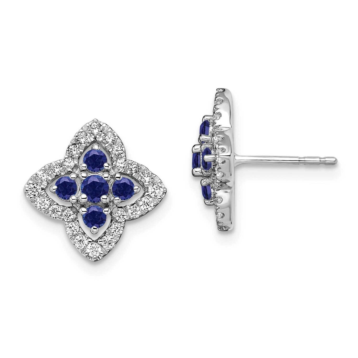 Lab Created Diamonds Blue Sapphire Earrings 14k White Gold EM7511-CSA-035-WLG, MPN: EM7511-CSA-035-…