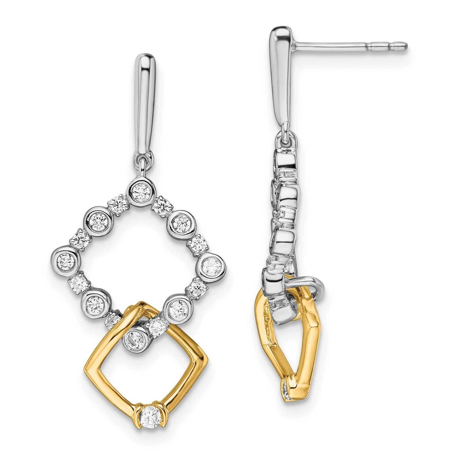 Si1/Si2, G H I, Fancy Square Drop Post Earrings 14k Two-tone Gold Lab Grown Diamond EM7923-040-WYLG…