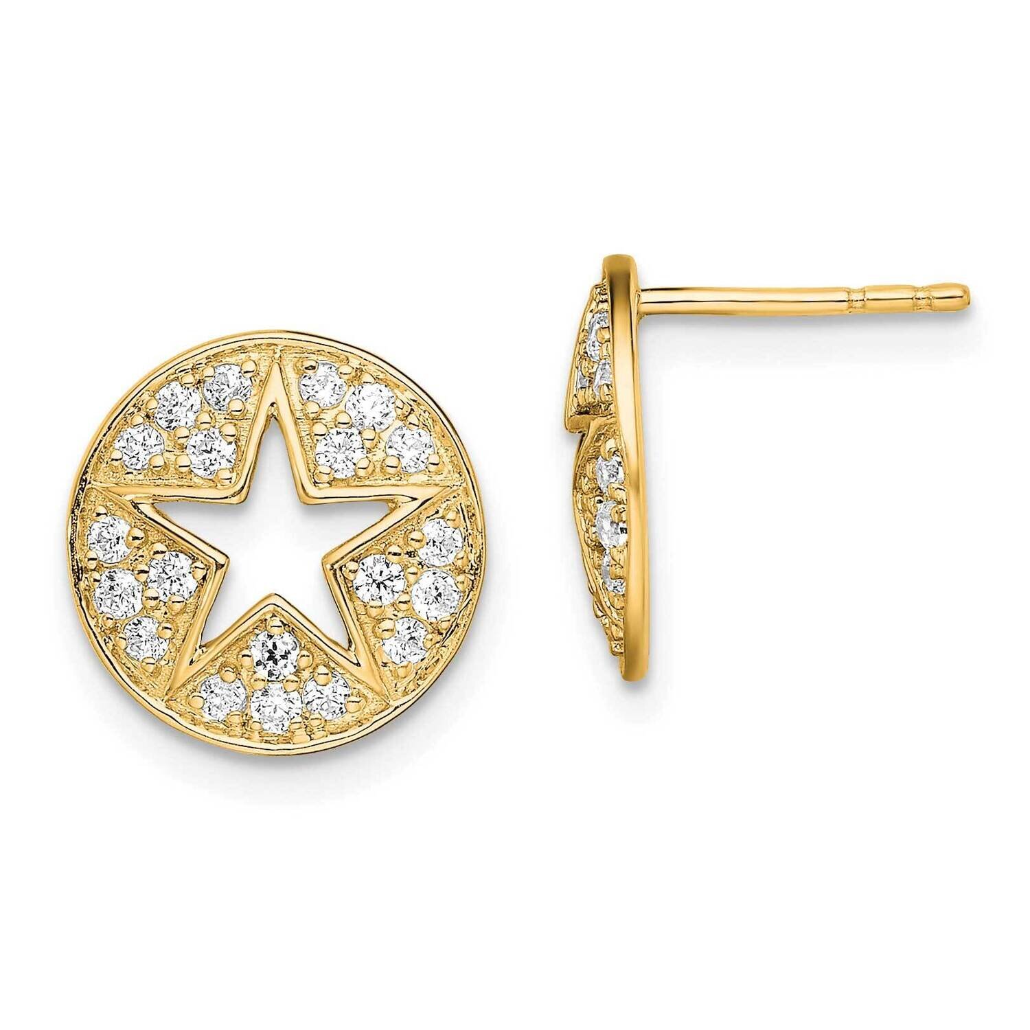 Si1/Si2, G H I, Circle Star Post Earrings 14k Gold Lab Grown Diamond EM7925-044-YLG