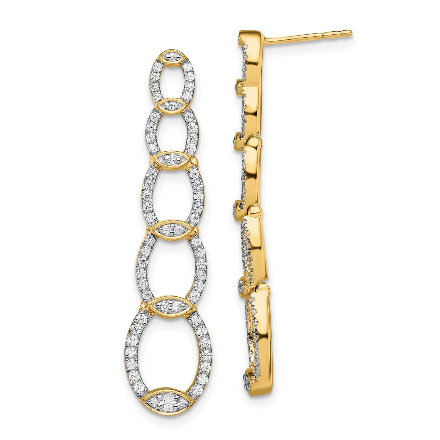 Si1/Si2, G H I, Drop Post Earrings 14k Gold Lab Grown Diamond EM7929-066-YLG, MPN: EM7929-066-YLG, …