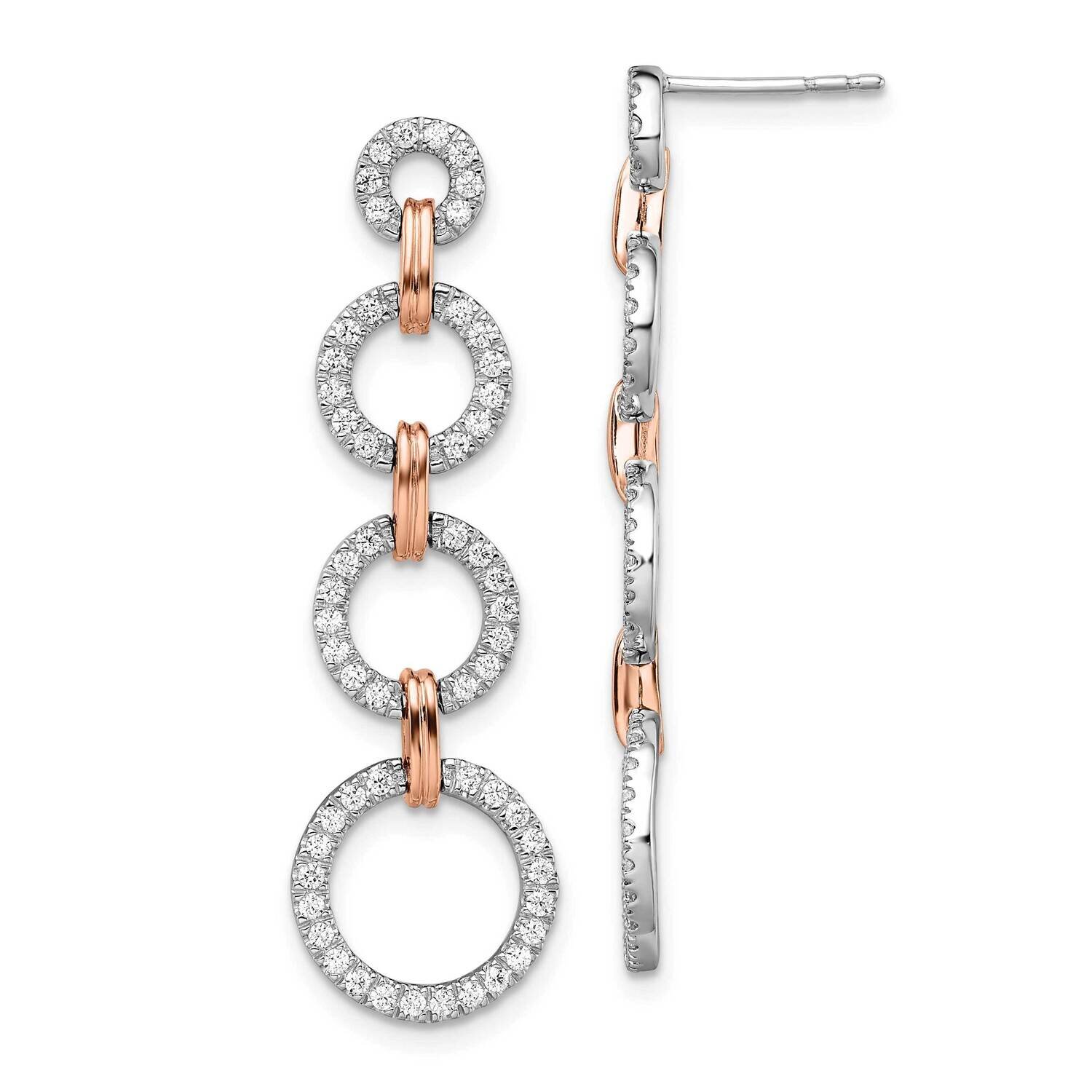 Si1/Si2, G H I, Circle Drop Post Earrings 14k Two-tone Gold Lab Grown Diamond EM7930-067-WRLG, MPN:…