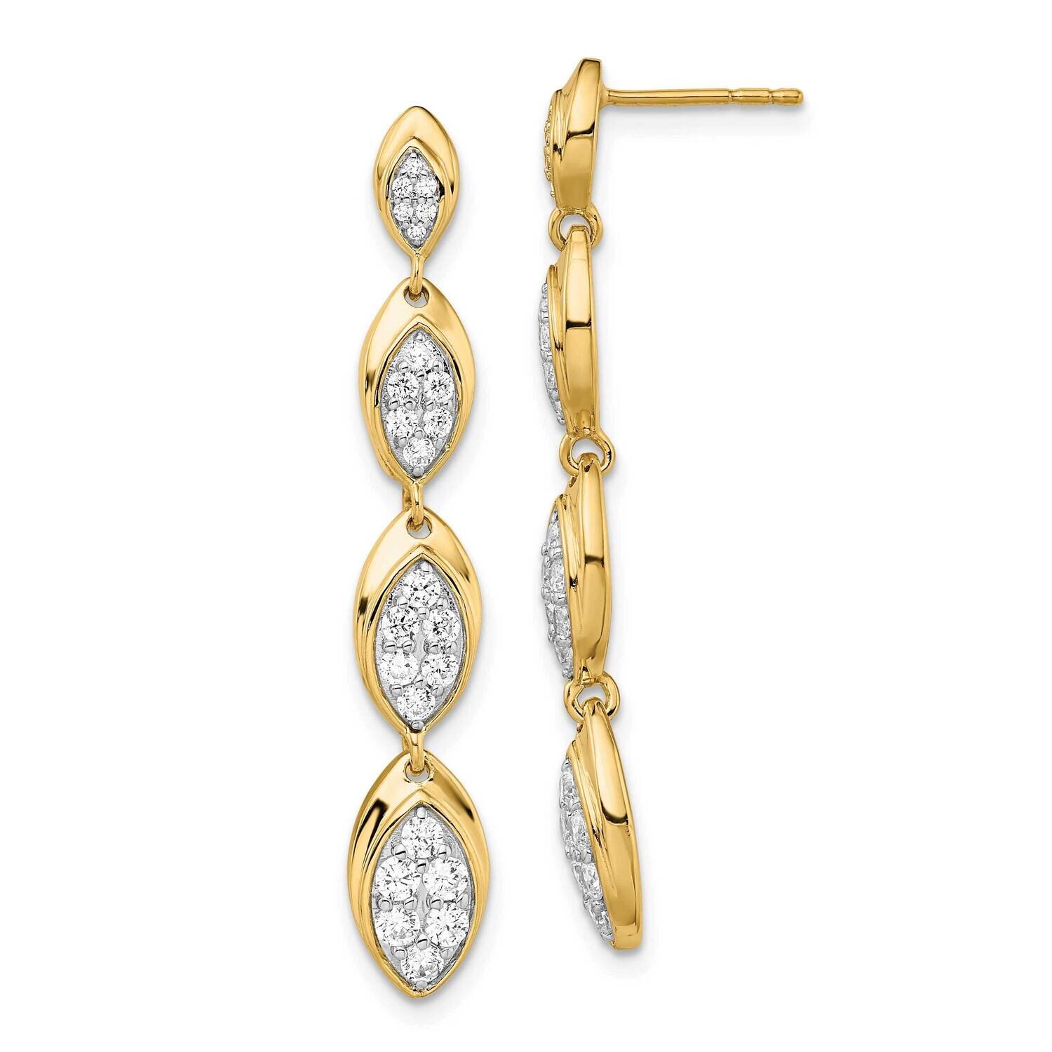 Si1/Si2, G H I, Pave Drop Post Earrings 14k Gold Lab Grown Diamond EM7931-085-YLG, MPN: EM7931-085-…