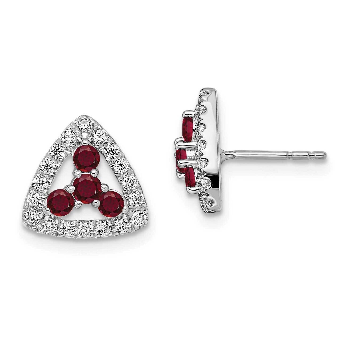 Si1/Si2, G H I, Cr.Ruby Triangle Post Earrings 14k White Gold Lab Grown Diamond EM7932-CRU-039-WLG,…