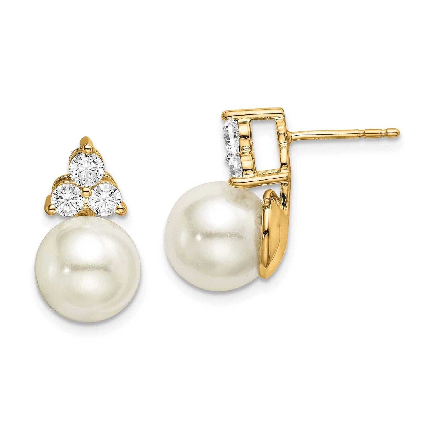 Si1/Si2, G H I, Cultured Freshwater Pearl Post Earrings 14k Gold Lab Grown Diamond EM7948-063-YLG, …