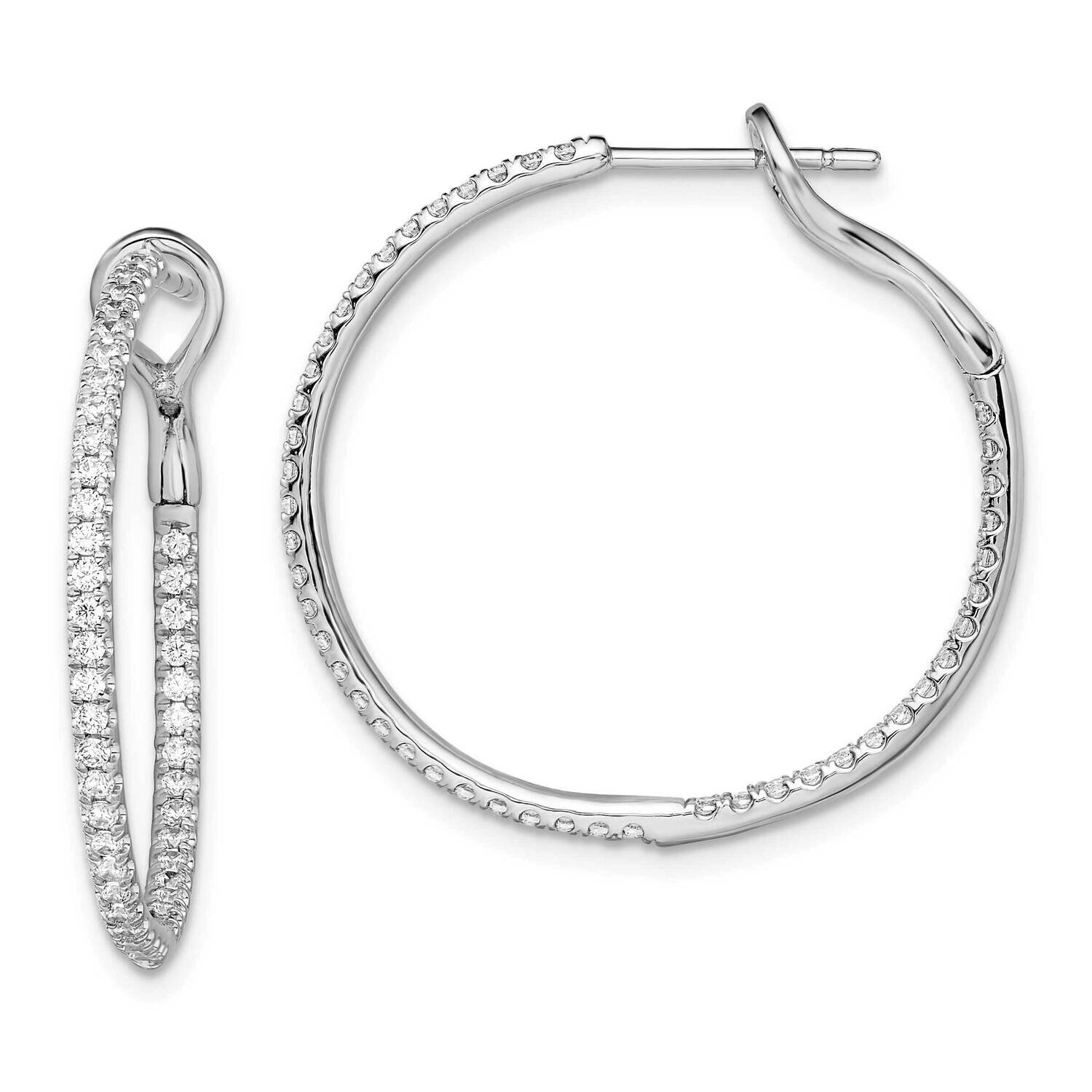 Si1/Si2, G H I, In &amp; Out Hoop Earrings 14k White Gold Lab Grown Diamond EM7950-075-WLG, MPN: EM7950…