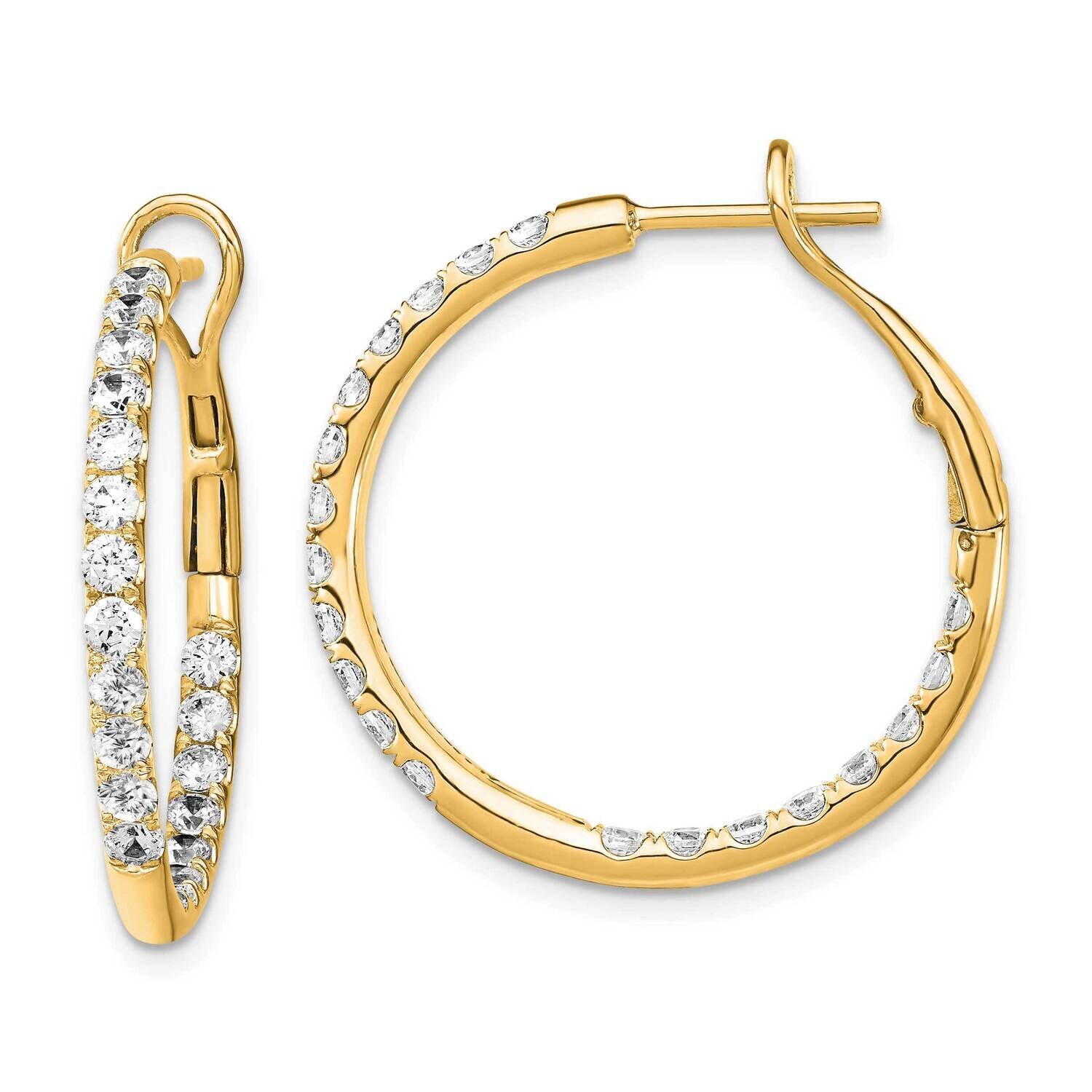 Si1/Si2, G H I, In &amp; Out Hoop Earrings 14k Gold Lab Grown Diamond EM7951-200-YLG, MPN: EM7951-200-Y…
