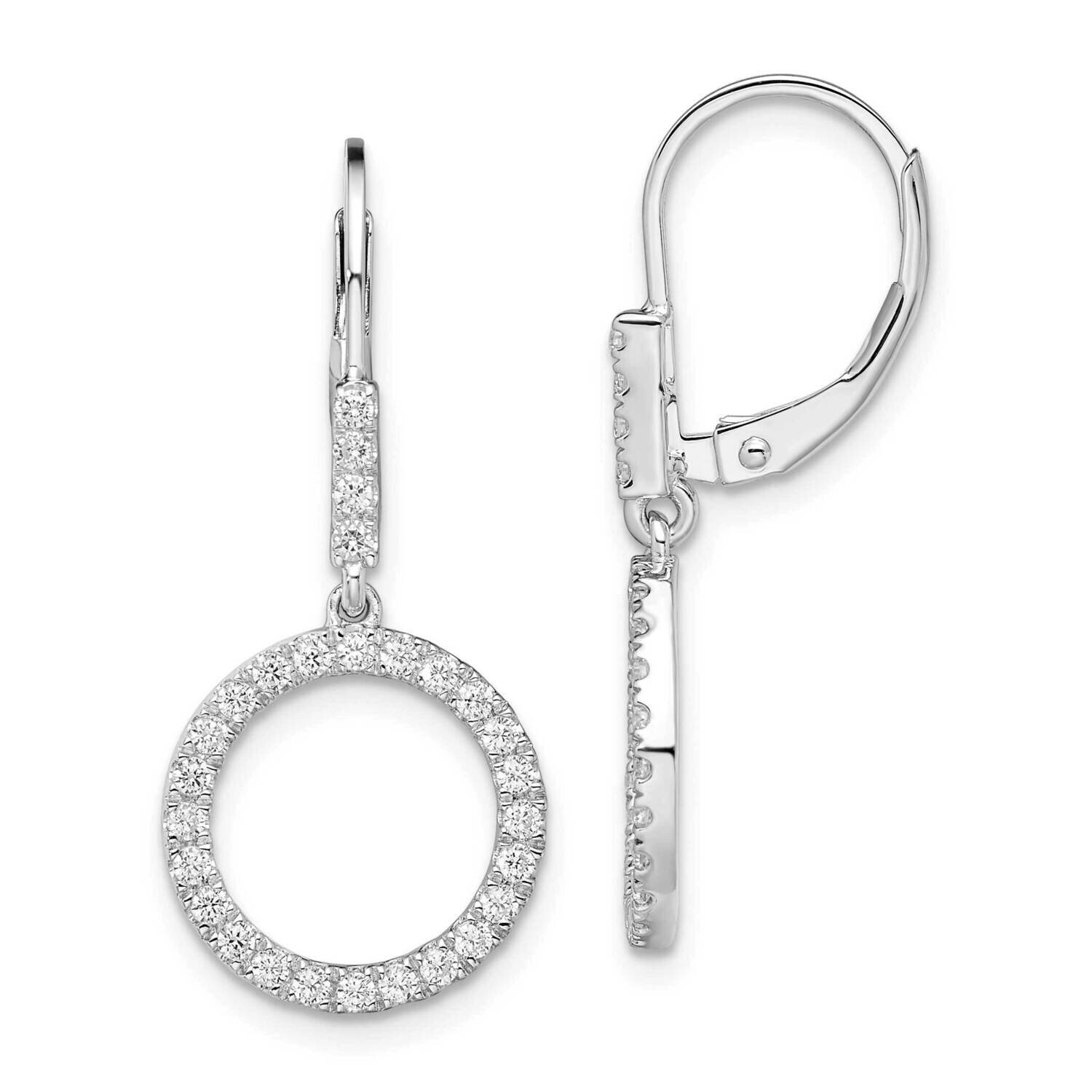 Si1/Si2, G H I, Circle Dangle Leverback Earrings 14k White Gold Lab Grown Diamond EM7955-056-WLG