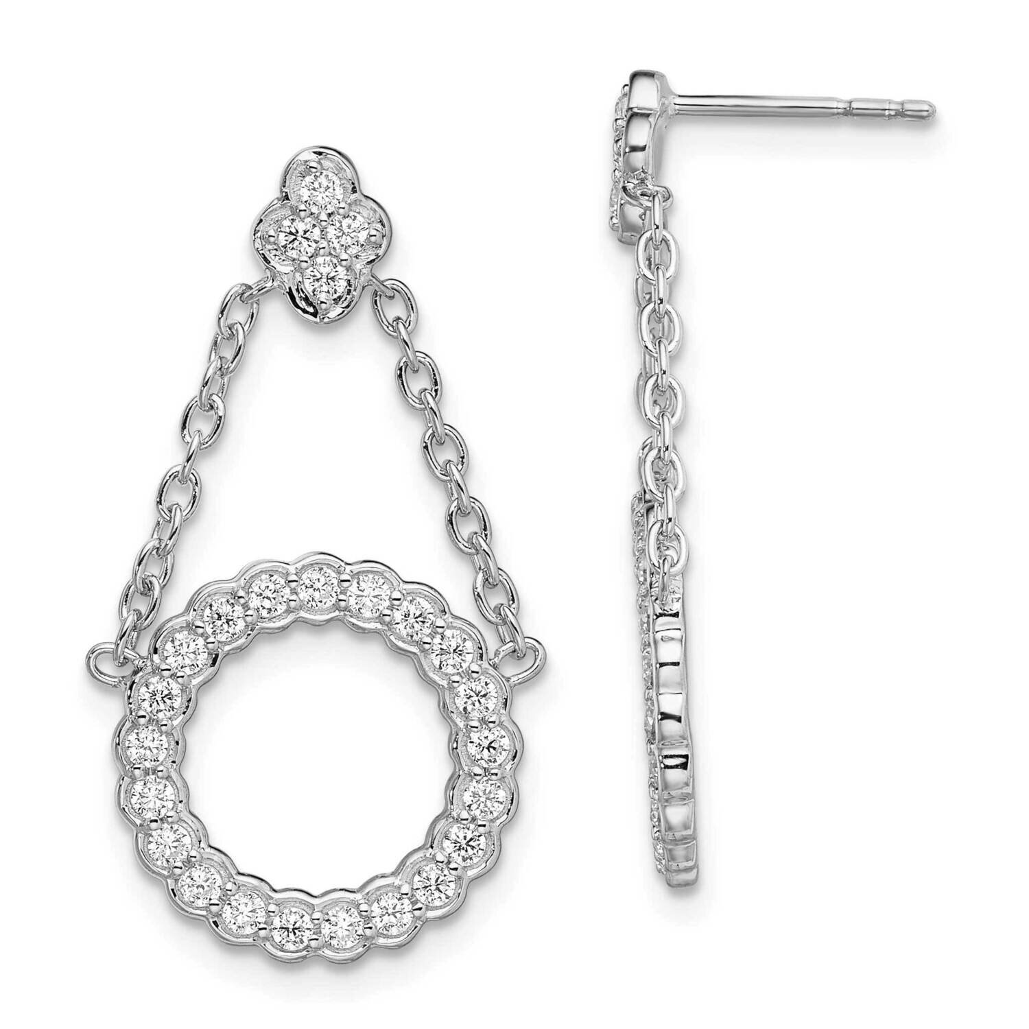 Si1/Si2, G H I, Circle Chain Drop Post Earrings 14k White Gold Lab Grown Diamond EM7961-075-WLG, MP…