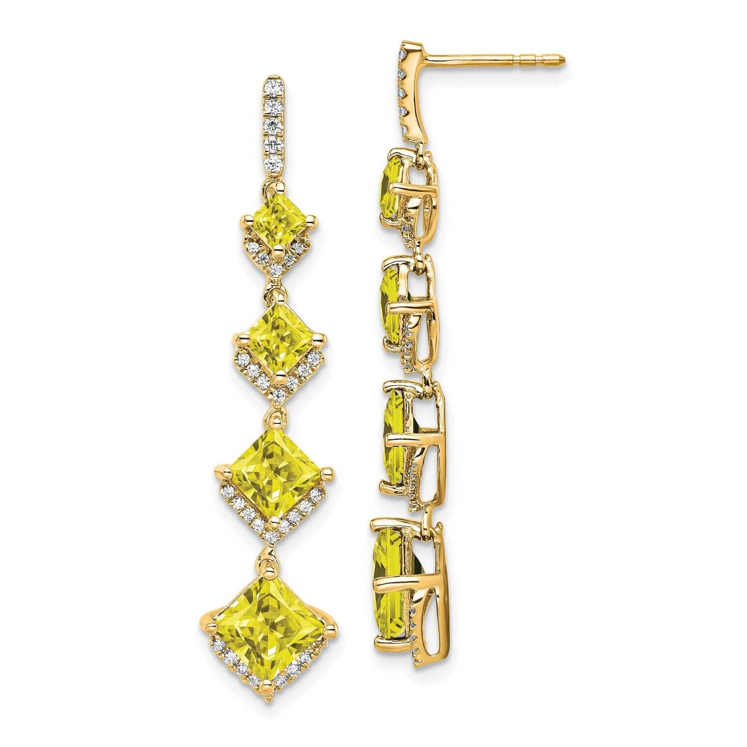 Si1/Si2, G H I, Cr.Yellow Sapp Drop Post Earrings 14k Gold Lab Grown Diamond EM7966-CYS-035-YLG, MP…