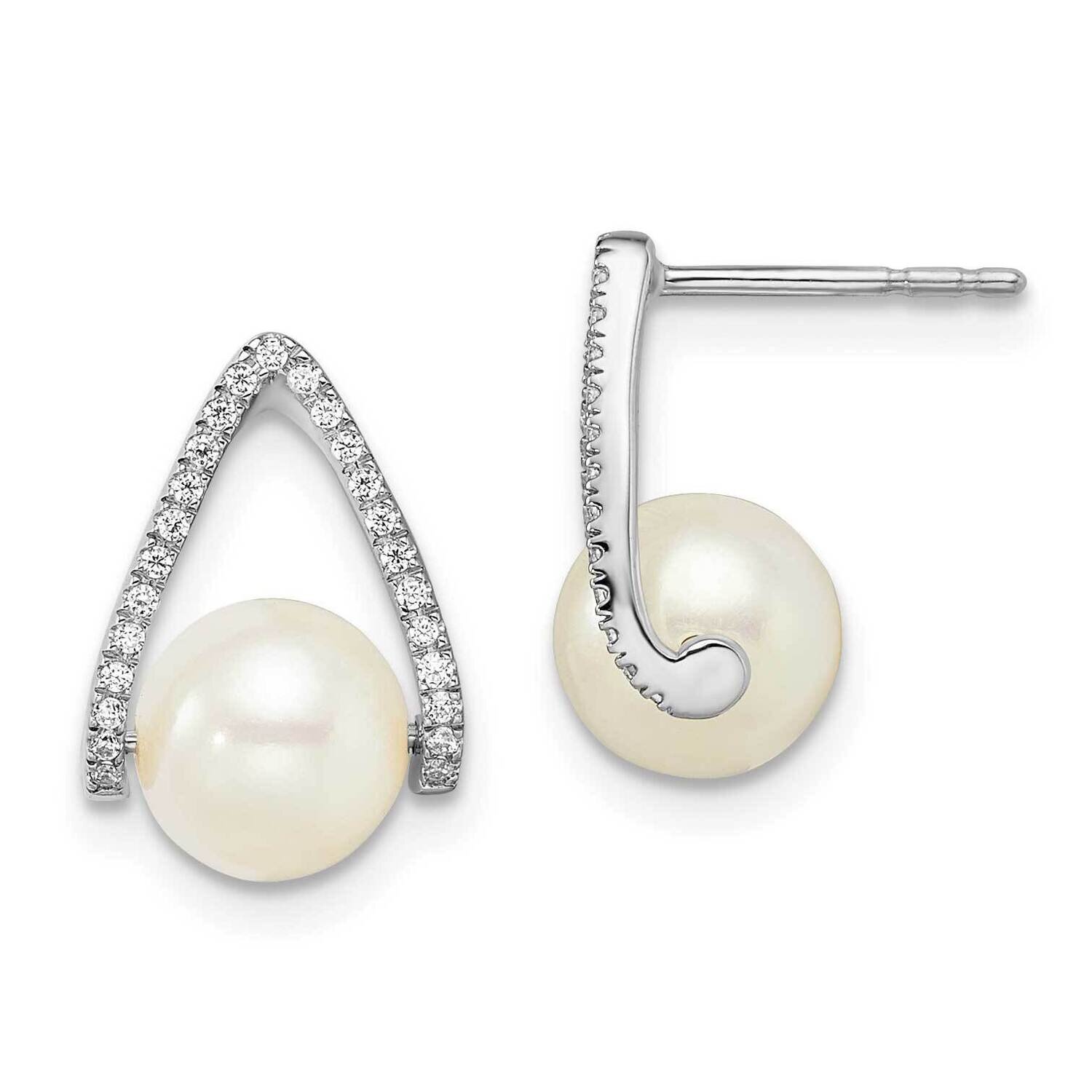 Polished Cultured Freshwater Pear Post Earrings 14k White Gold EM8099-PL-015-W, MPN: EM8099-PL-015-…