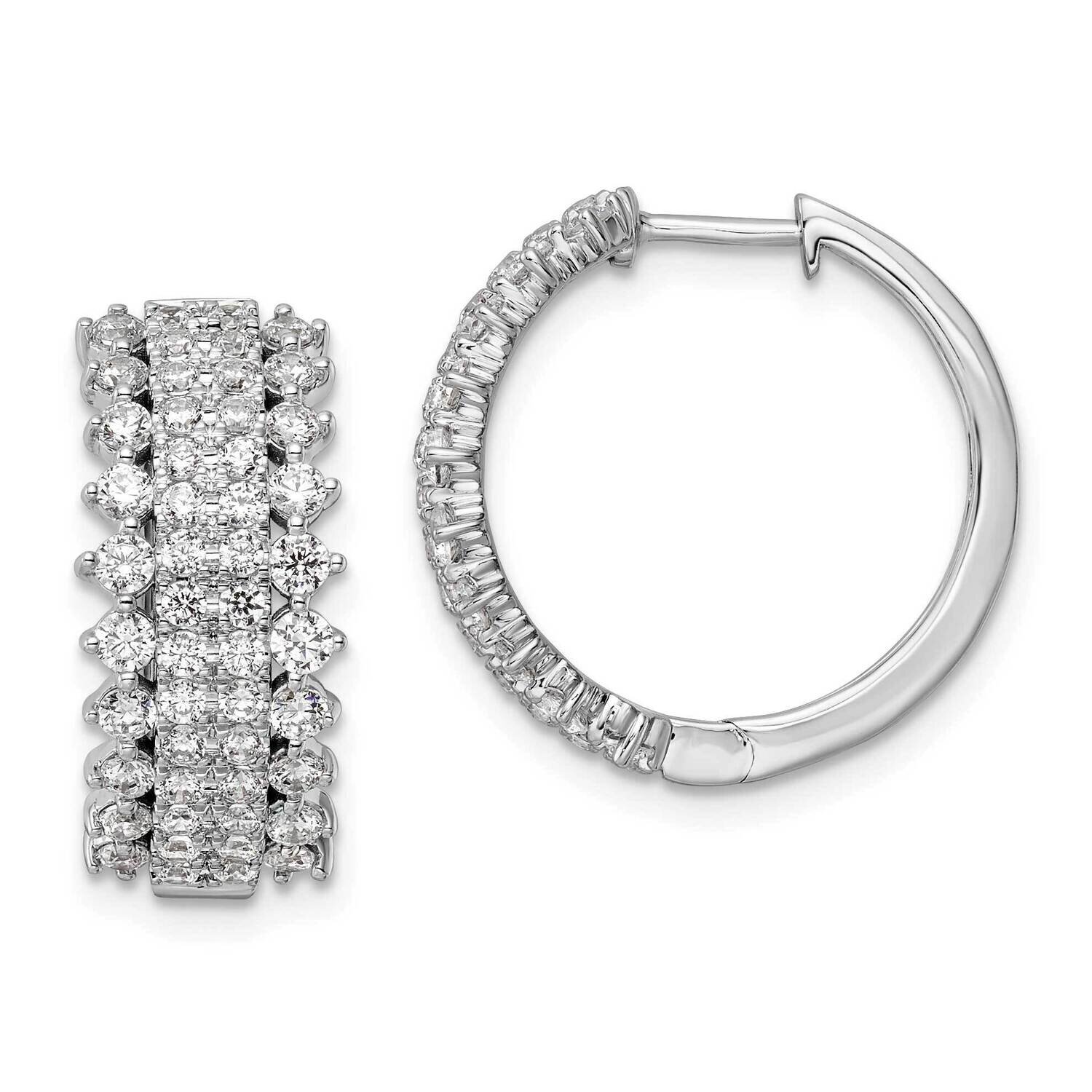 Si1/Si2, G H I, Hinged Hoop Earrings 14k White Gold Lab Grown Diamond EM8364-200-WLG, MPN: EM8364-2…